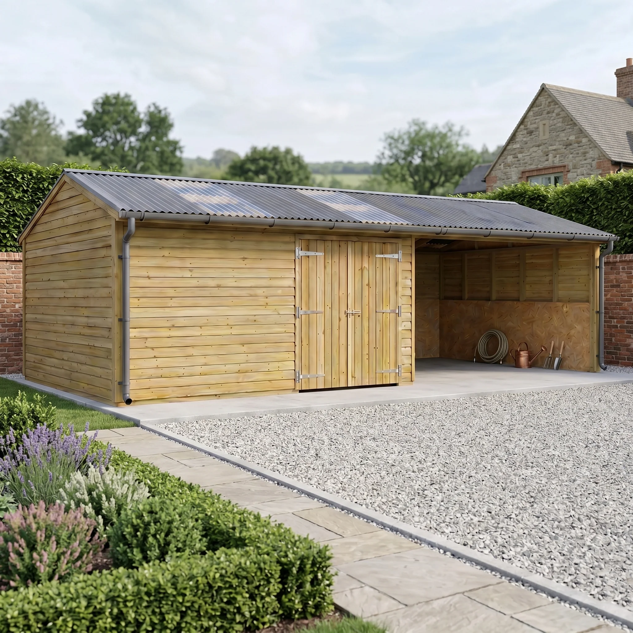 12ft x 36ft Timber Shed & Shelter Combination - Image 4