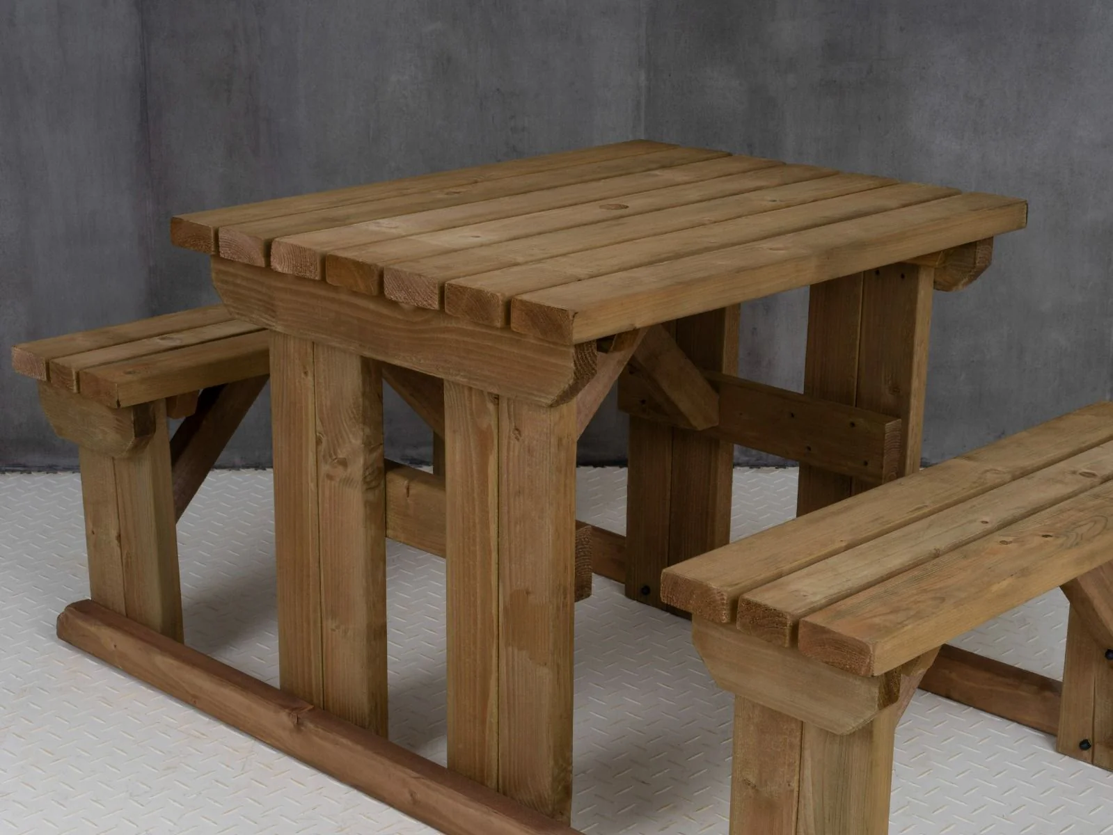 Abies Picnic Table Benches Set - Rustic Finish - Image 10