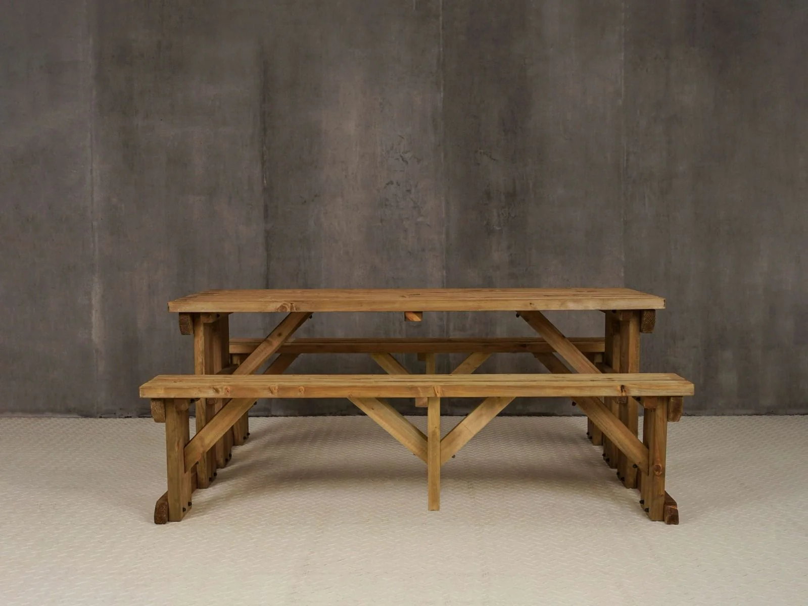 Abies Picnic Table Benches Set - Rustic Finish - Image 12