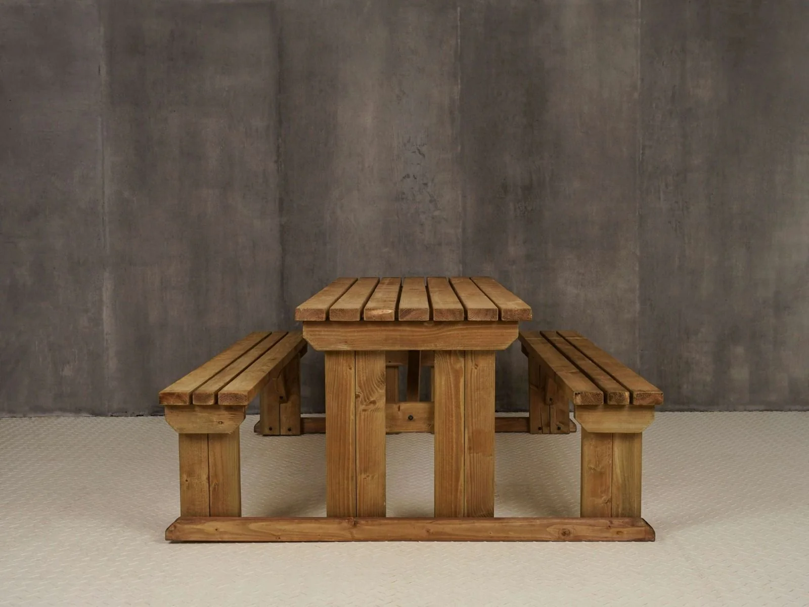 Abies Picnic Table Benches Set - Rustic Finish - Image 13