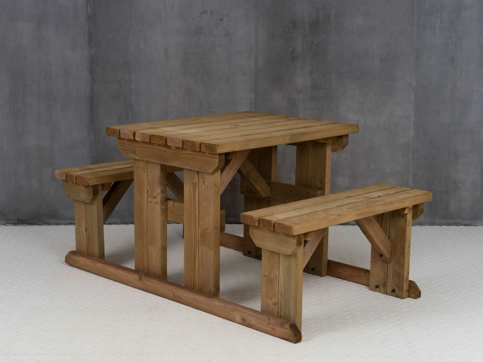 Abies Picnic Table Benches Set - Rustic Finish - Image 14