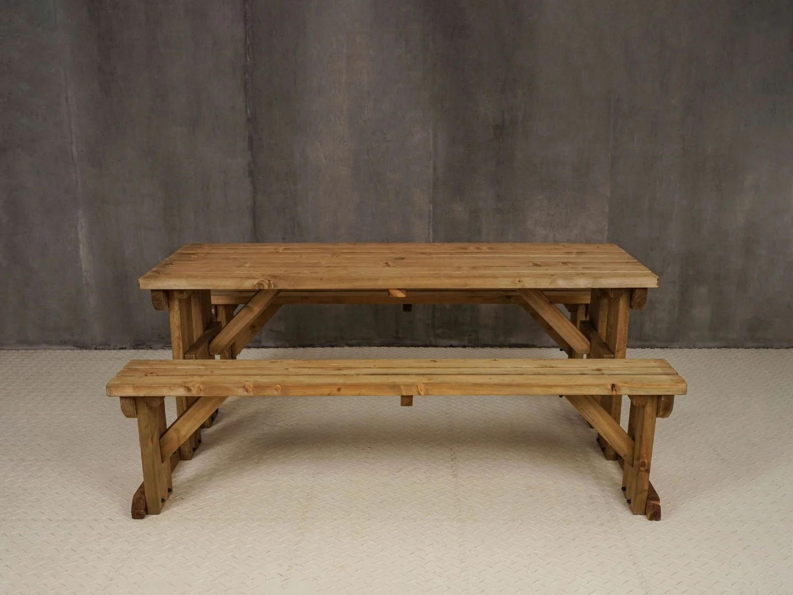 Abies Picnic Table Benches Set - Rustic Finish - Image 15