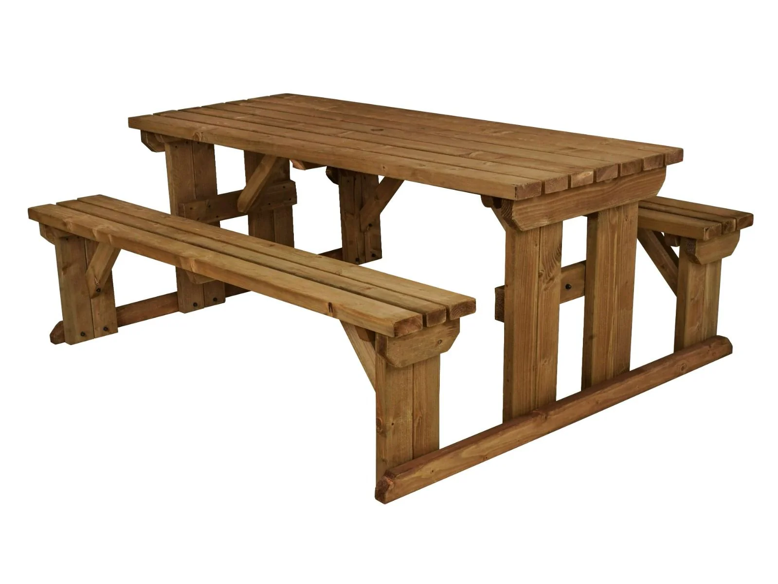 Abies Picnic Table Benches Set - Rustic Finish - Image 6
