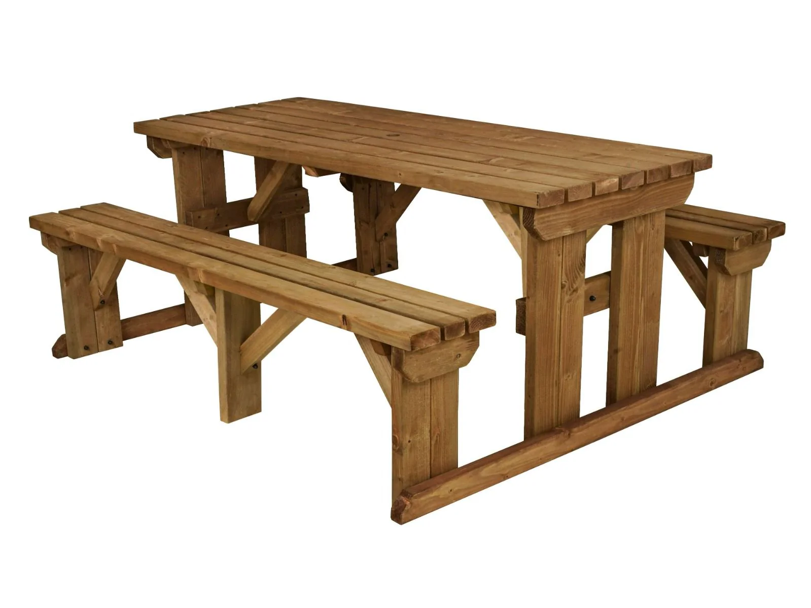 Abies Picnic Table Benches Set - Rustic Finish - Image 7