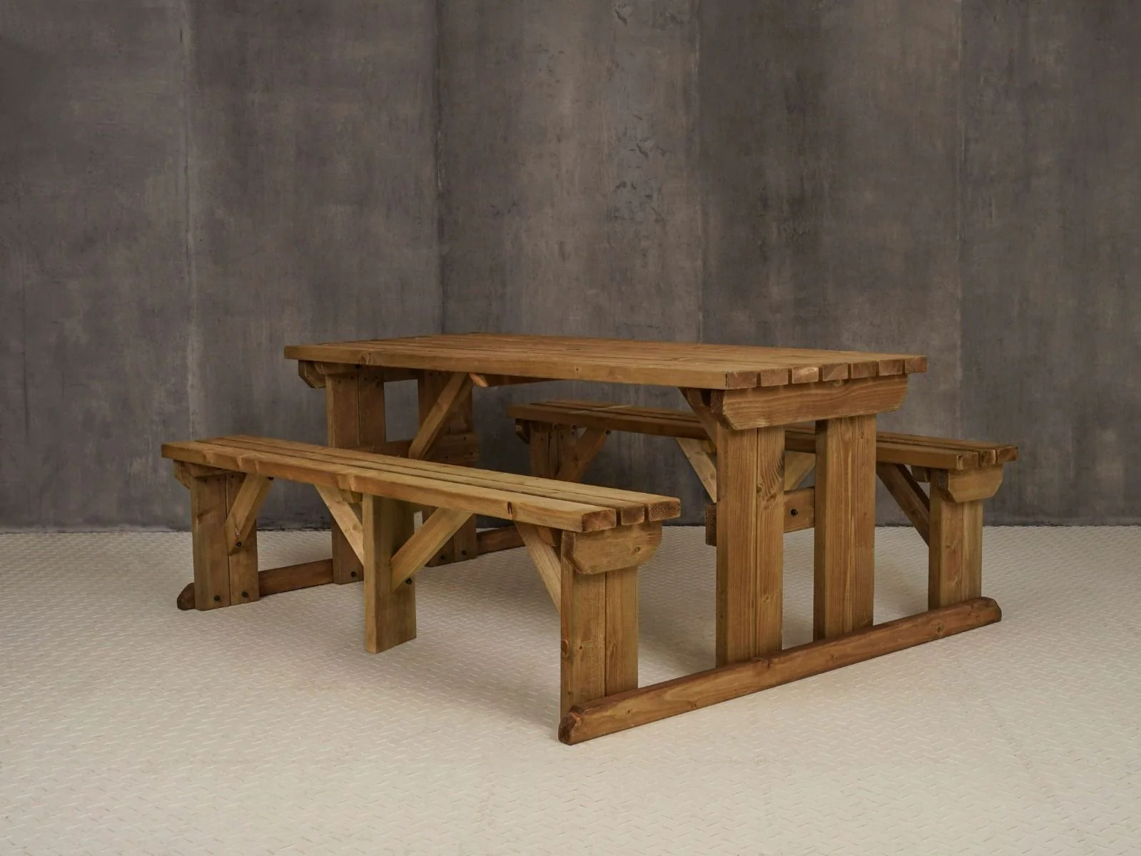 Abies Picnic Table Benches Set - Rustic Finish - Image 8