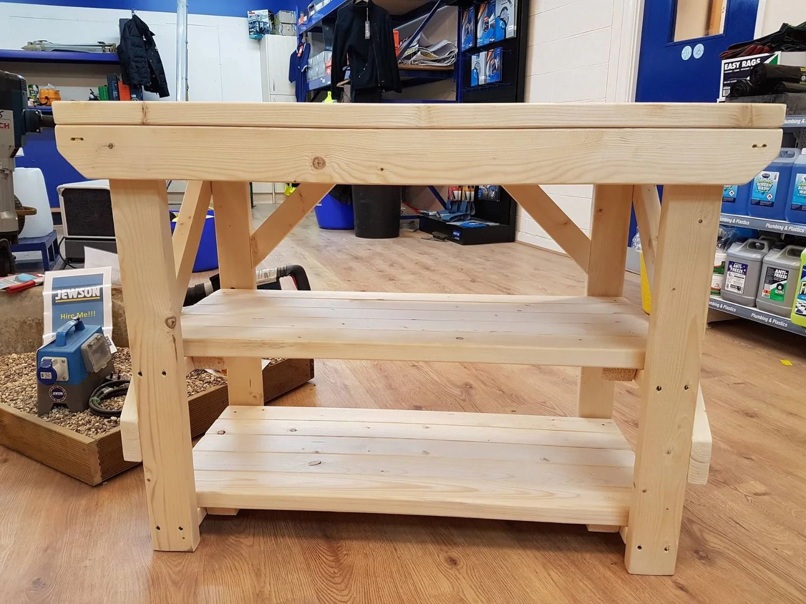 Acorn Wooden Workbench With Double Shelf - Image 8