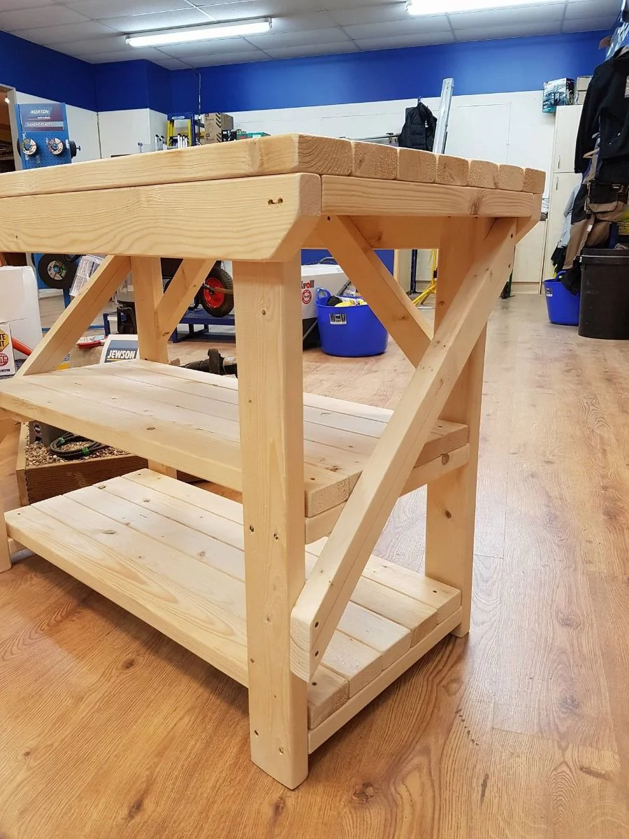 Acorn Wooden Workbench With Double Shelf - Image 9