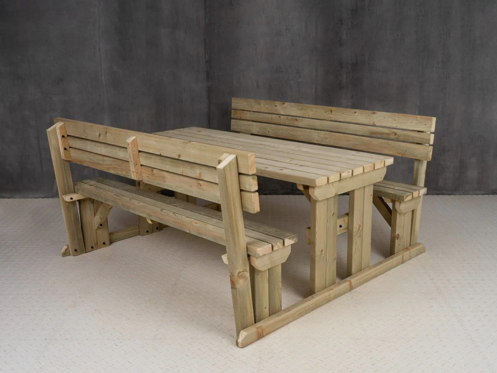 Alders Picnic Table Benches Set With Backrest - Image 11