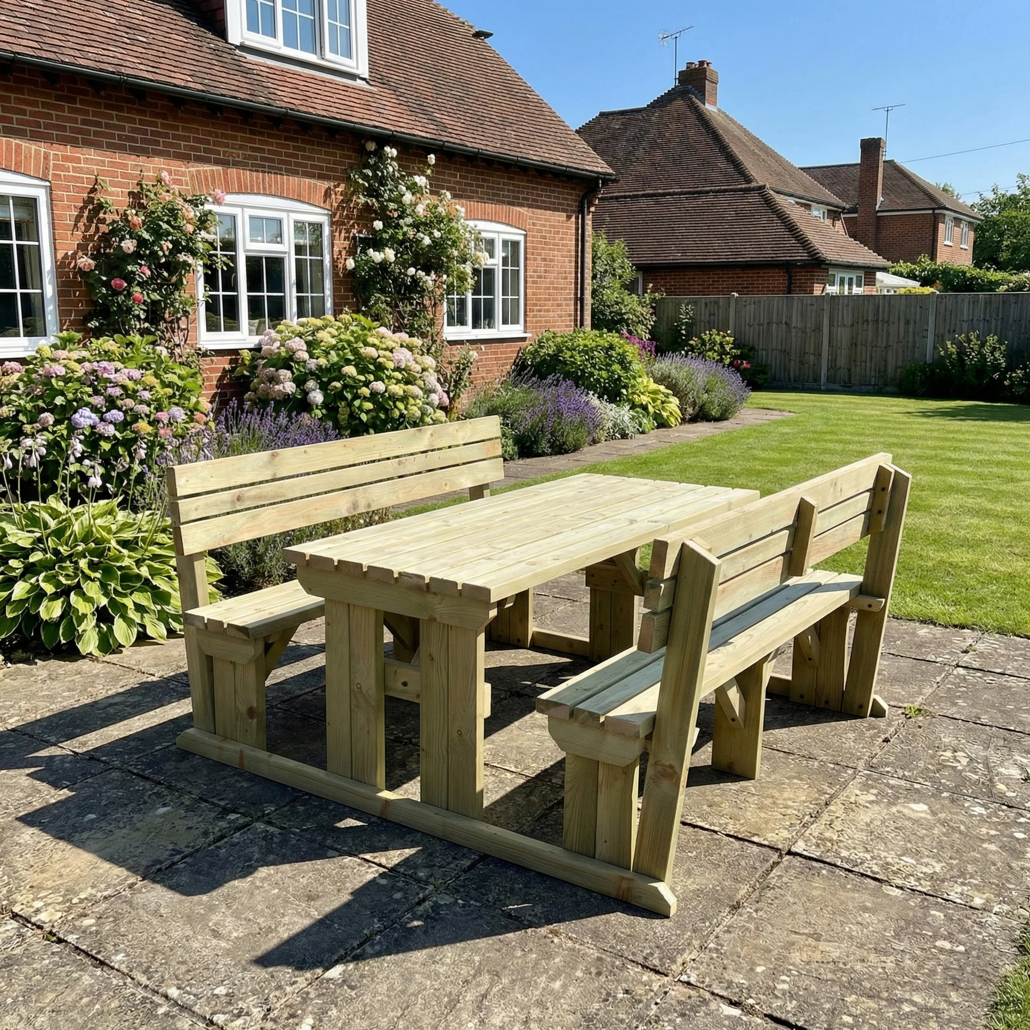 Alders Picnic Table Benches Set With Backrest - Image 3