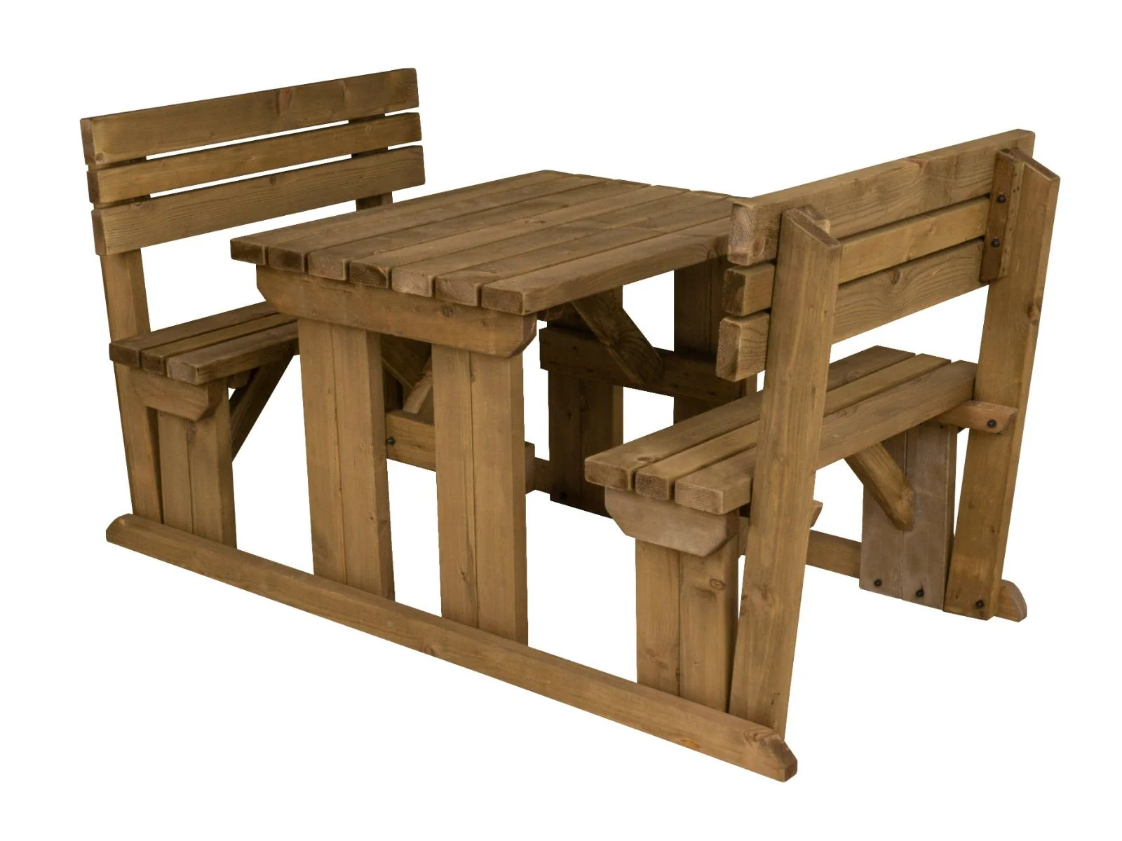Alders Picnic Table Benches Set With Backrest - Rustic Finish - Image 6