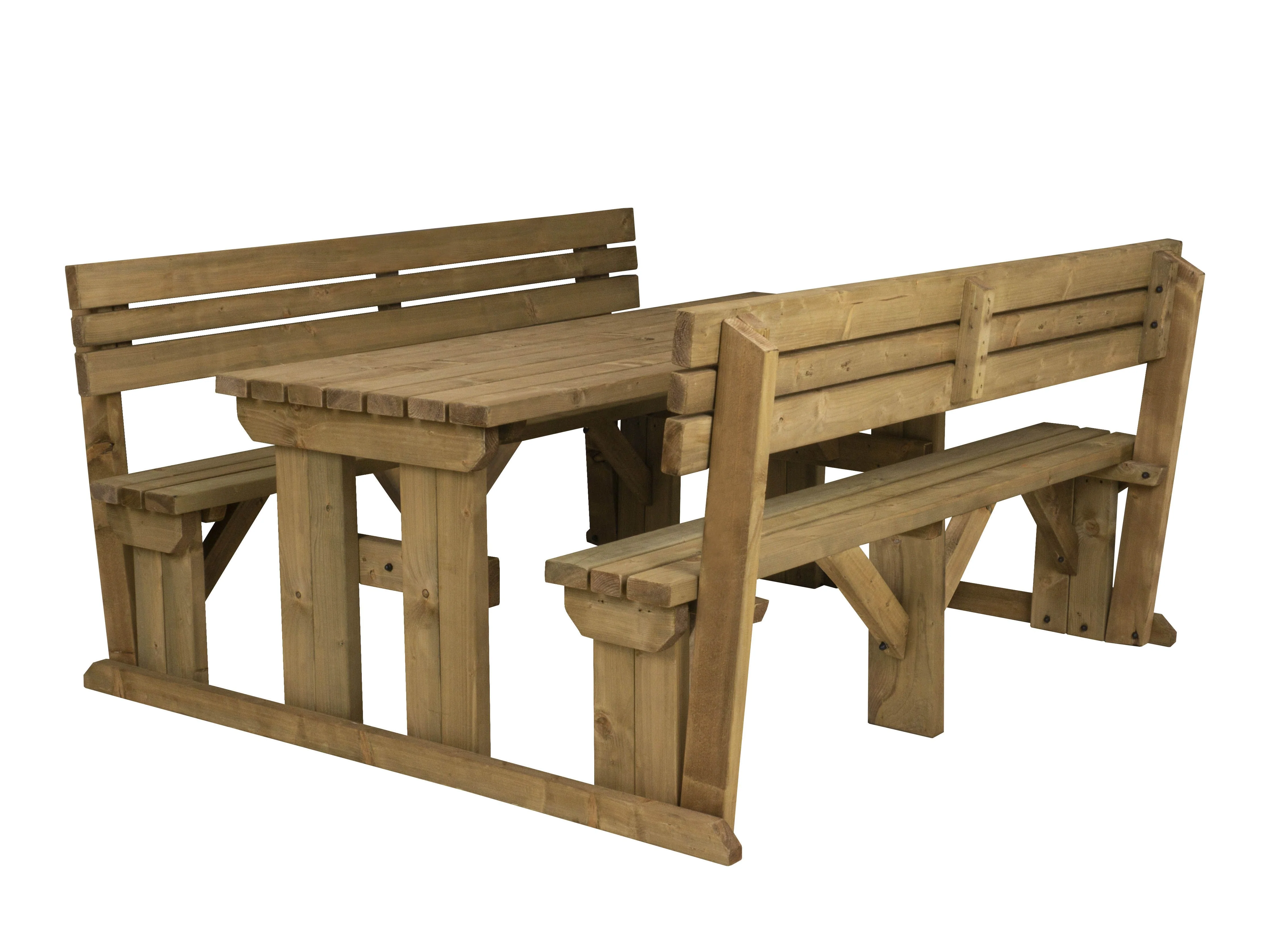 Alders Picnic Table Benches Set With Backrest - Rustic Finish - Image 7