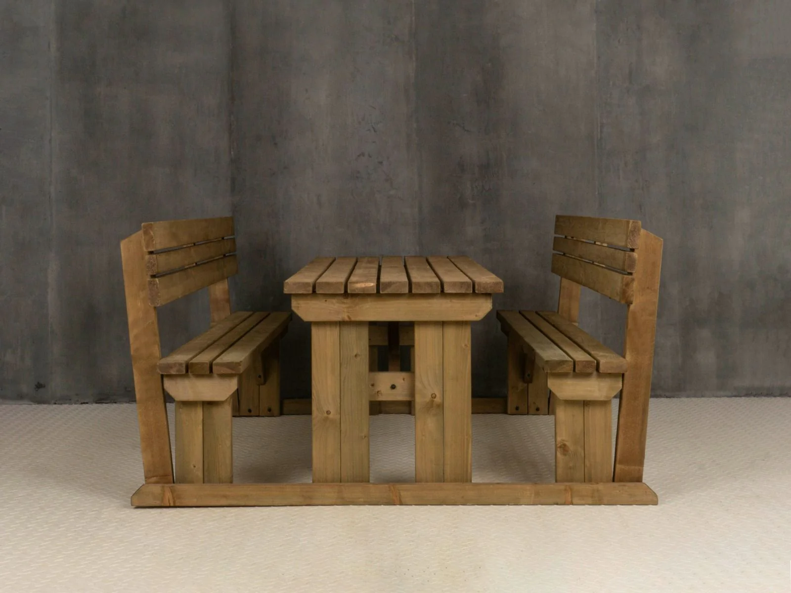 Alders Picnic Table Benches Set With Backrest - Rustic Finish - Image 8
