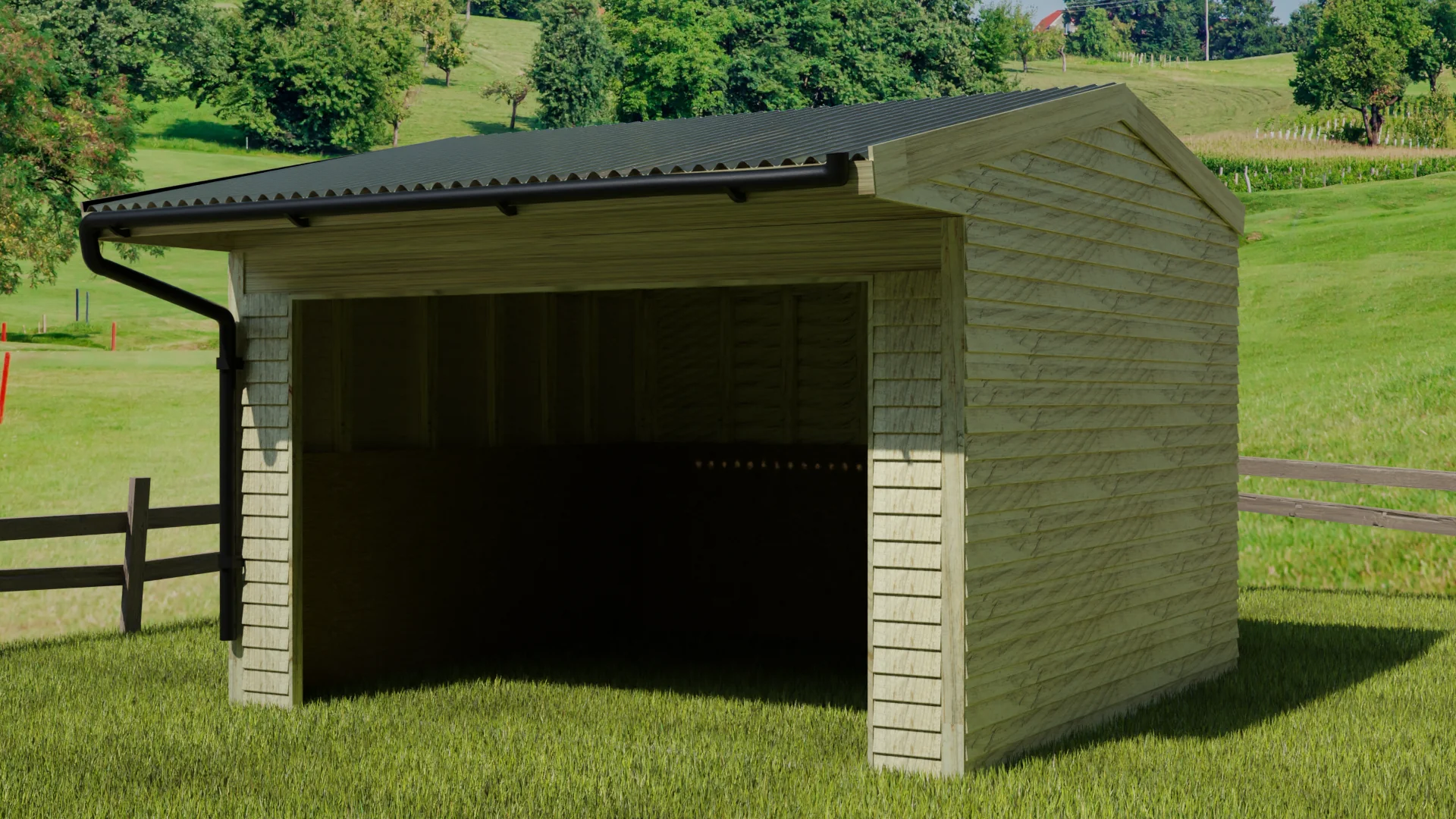 Animal Field Shelter V.6 Open Front/Apex Roof with Guttering - Image 10
