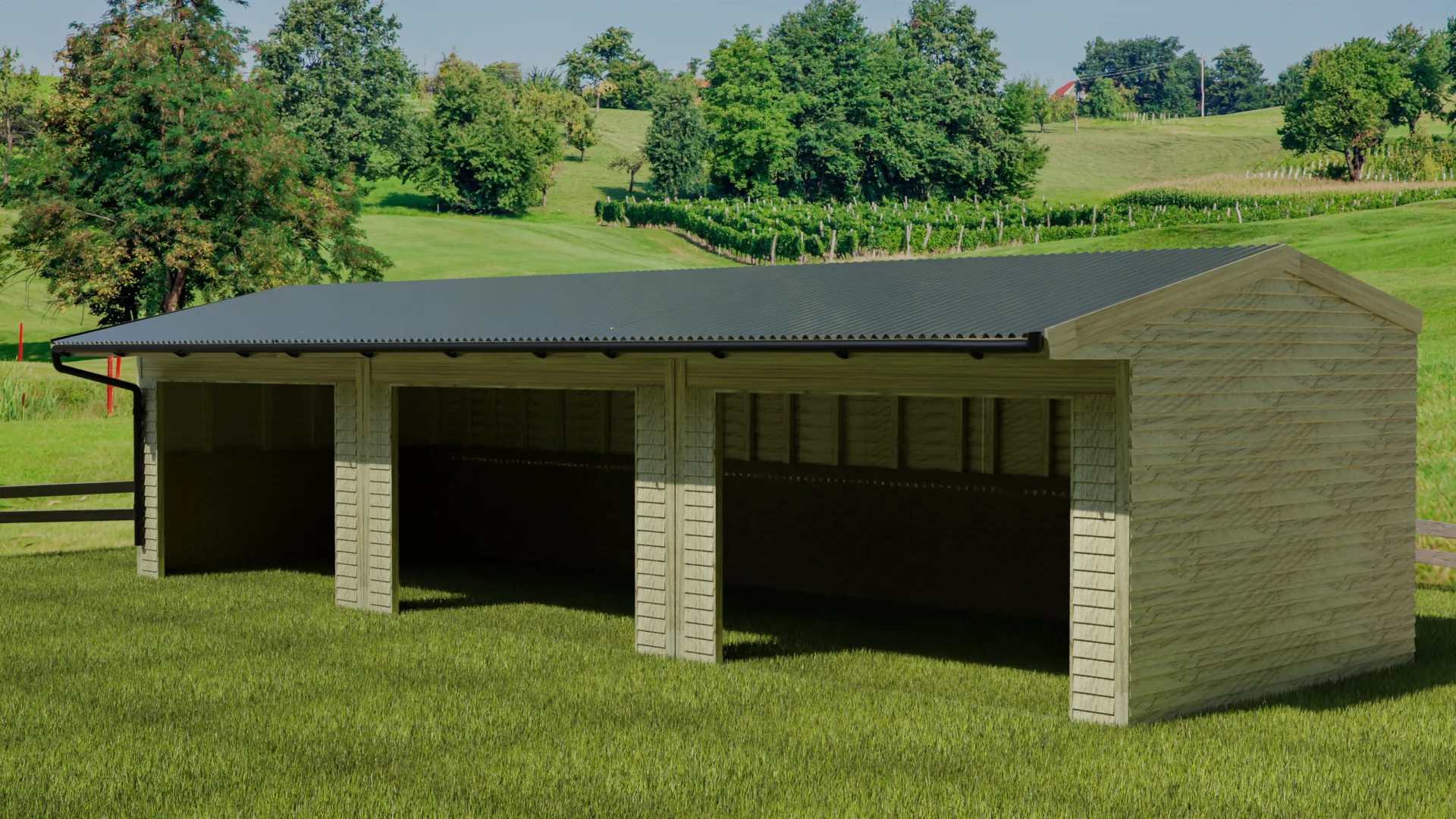 Animal Field Shelter V.6 Open Front/Apex Roof with Guttering - Image 5