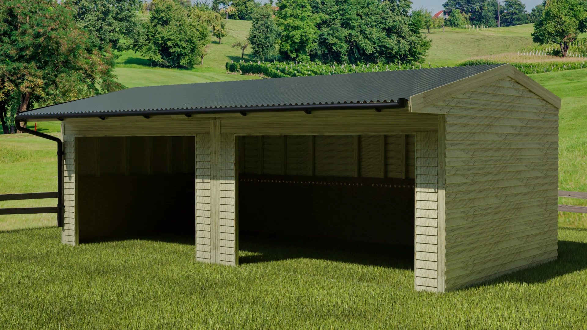 Animal Field Shelter V.6 Open Front/Apex Roof with Guttering - Image 6