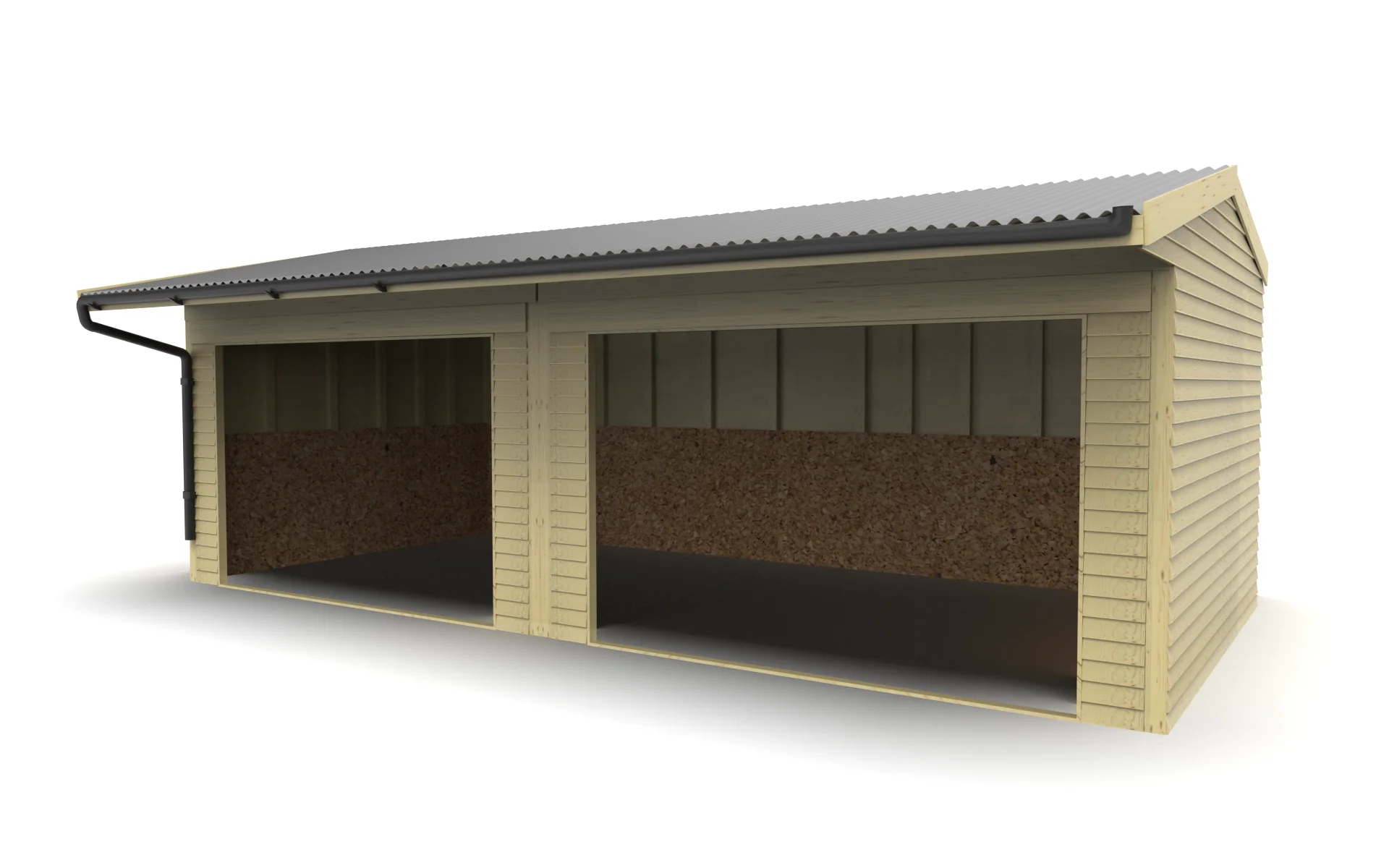 Animal Field Shelter V.6 Open Front/Apex Roof with Guttering - Image 9