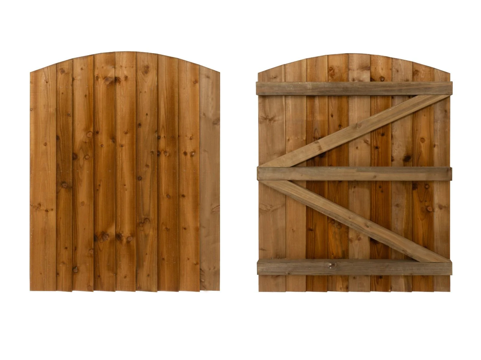 Arch Top Garden and Side Gate (v3) - 60cm Height - Brown Finish