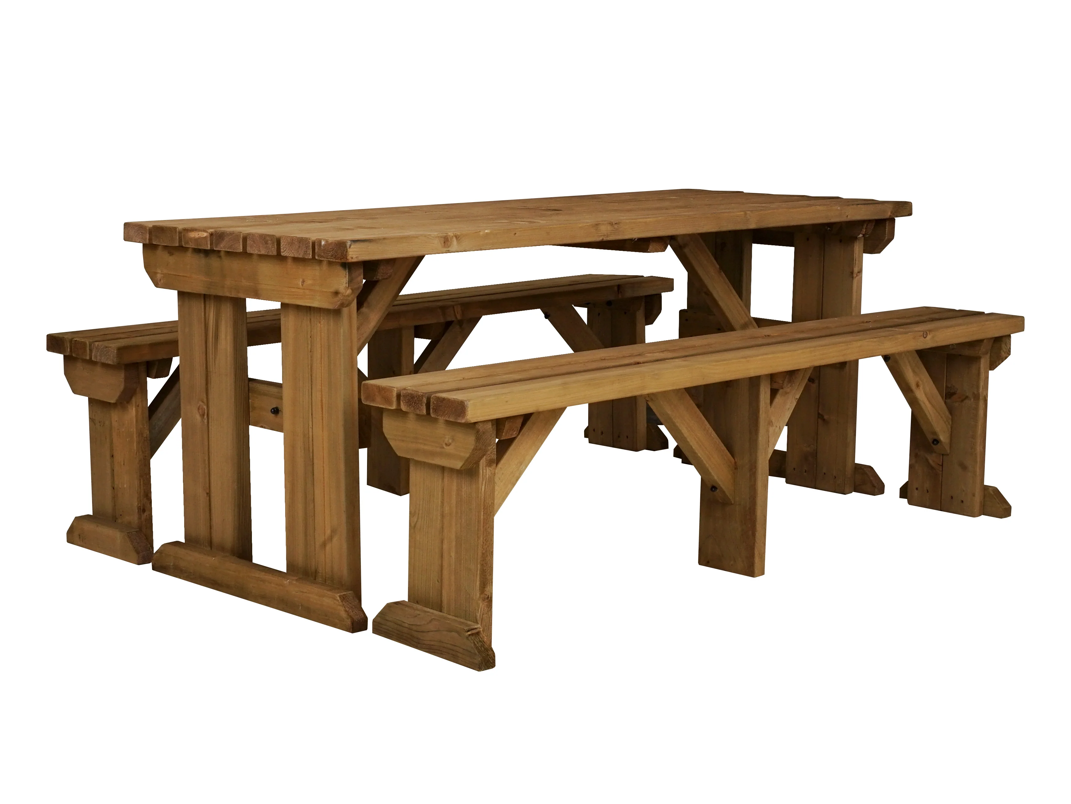 Aspen Picnic Table and Benches Set - Rustic Finish - Image 7