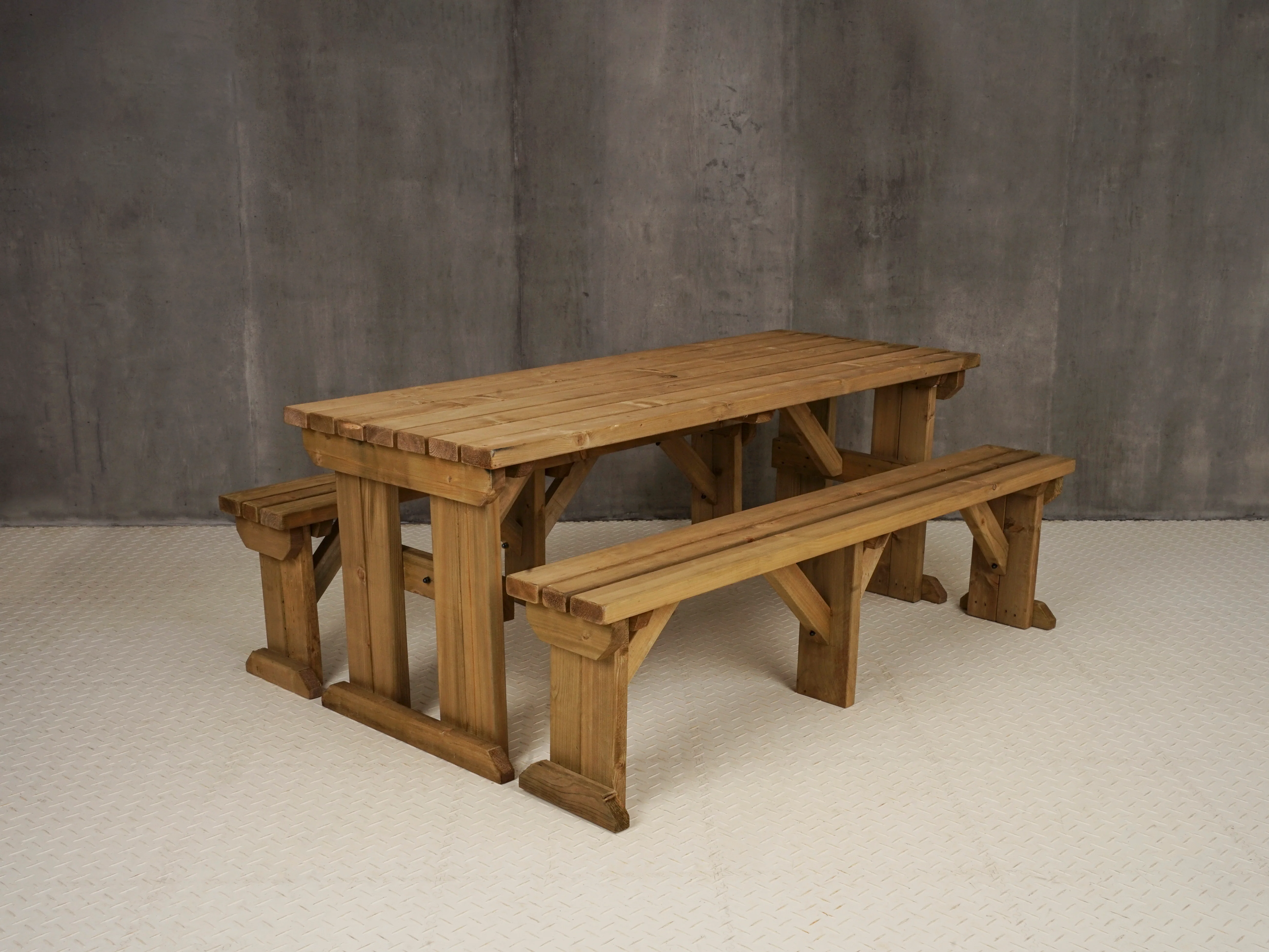 Aspen Picnic Table and Benches Set - Rustic Finish - Image 9