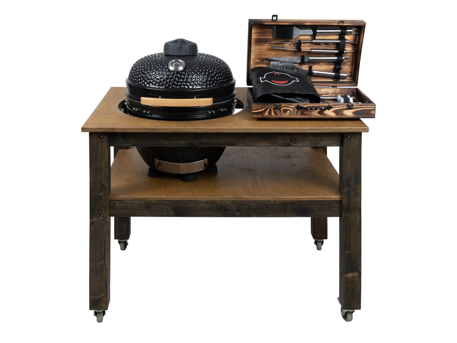BBQ Space Outdoor Kitchen Islands, for Kamado Egg (Large) Ceramic smoker (1.2m Length, with wheels)