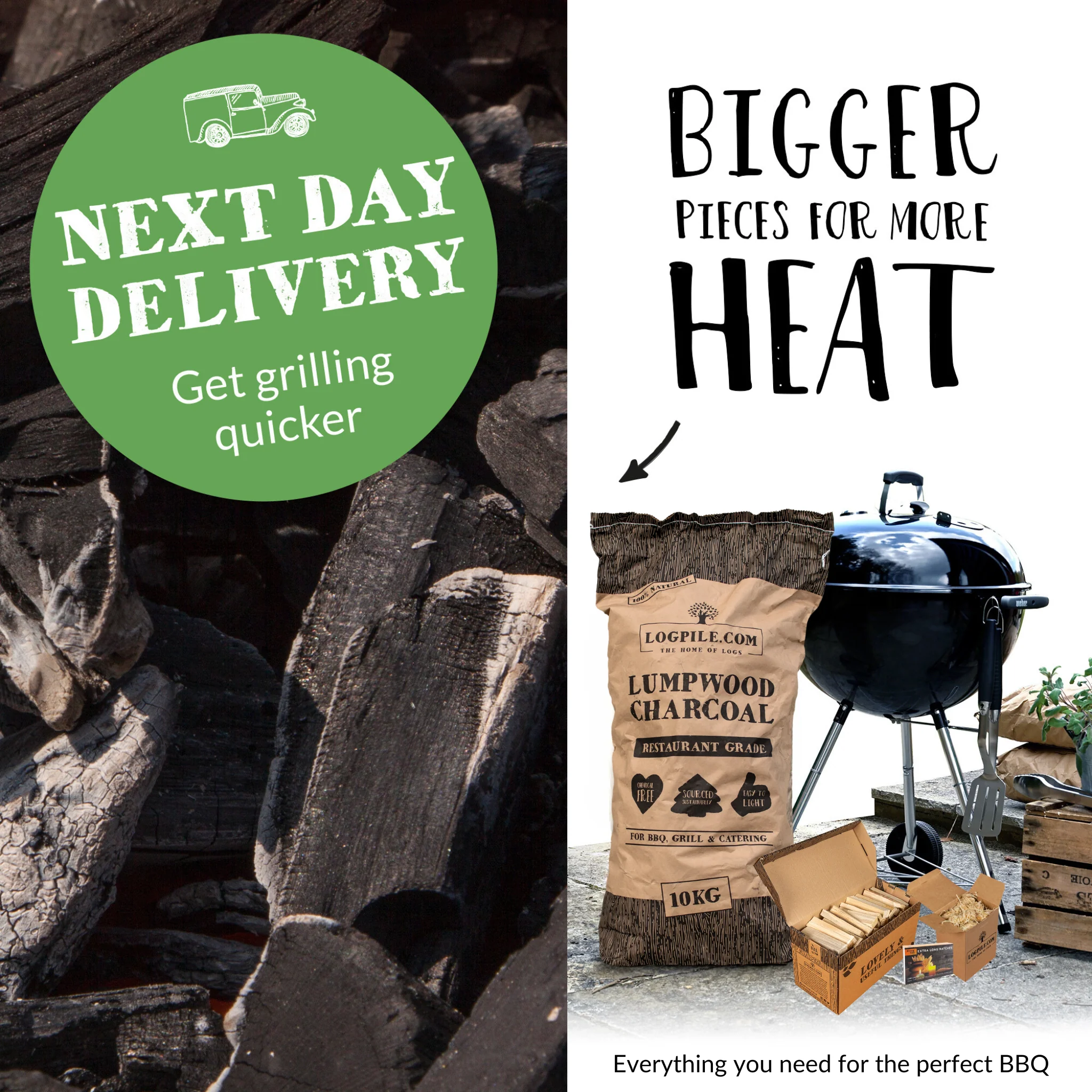 BBQ Starter Kit. Restaurant Grade Barbecue Charcoal, Kindling, Natural Firelighters and Matches - Image 2