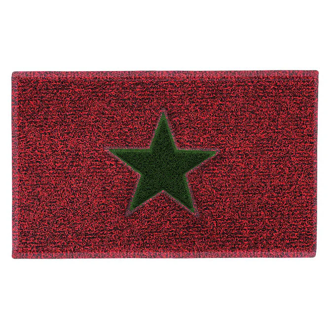Christmas Star PVC Spaghetti Doormat - Red & Green Design - Image 3