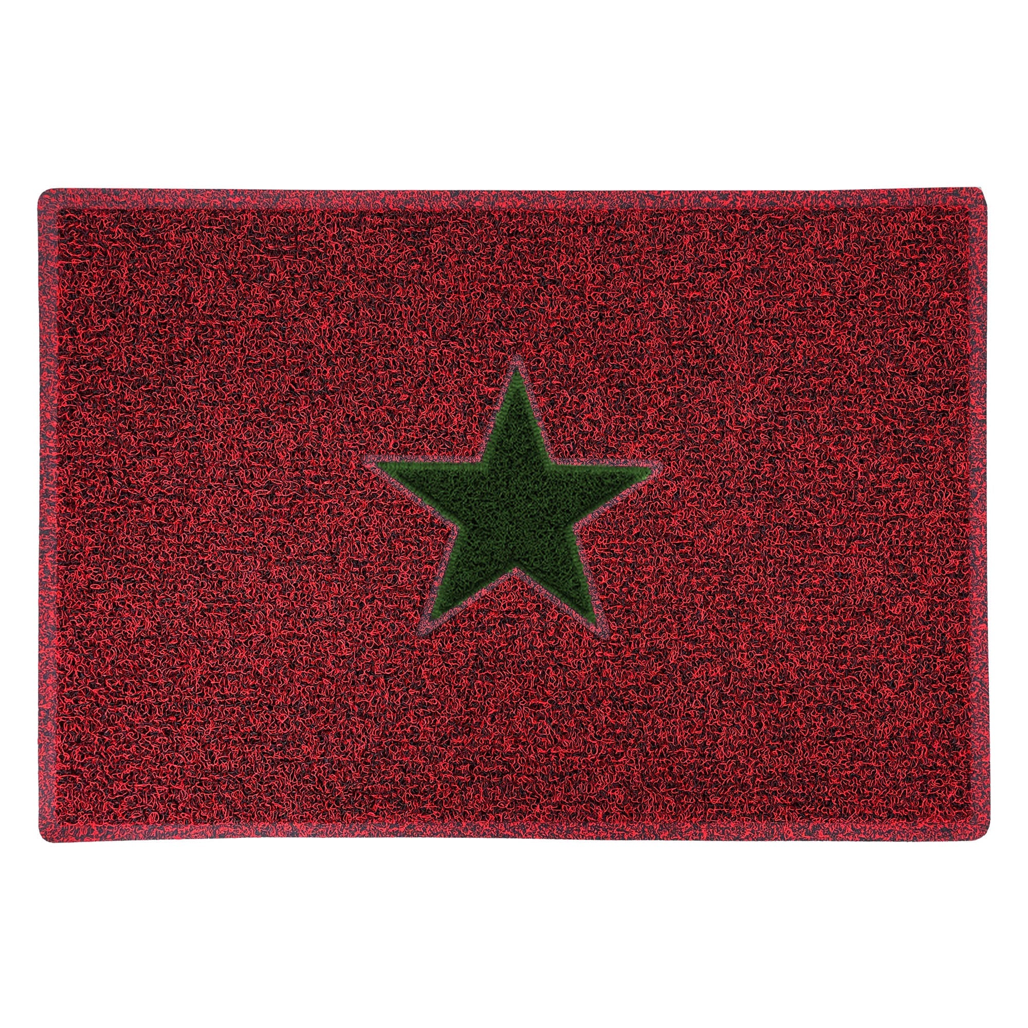 Christmas Star PVC Spaghetti Doormat - Red & Green Design - Image 4