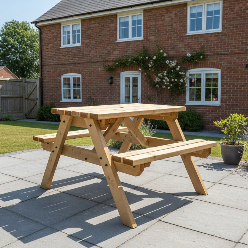Classic Pub Style Picnic Bench and Table - Rustic Finish - Image 3