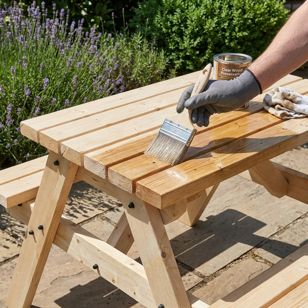 Classic Pub Style Picnic Bench and Table - Rustic Finish - Image 4