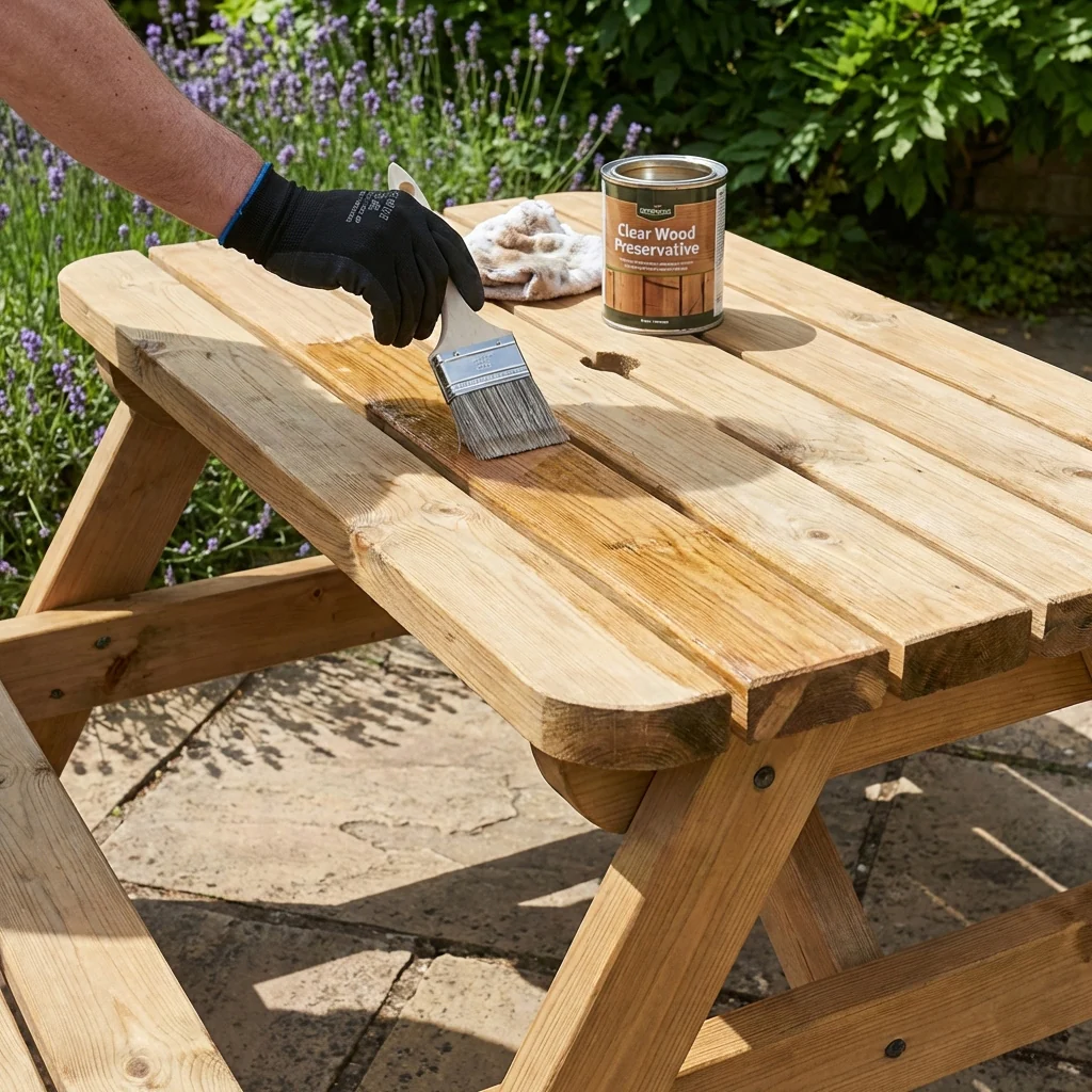 Classic Rounded Pub Style Picnic Bench and Table - Rustic Finish - Image 4