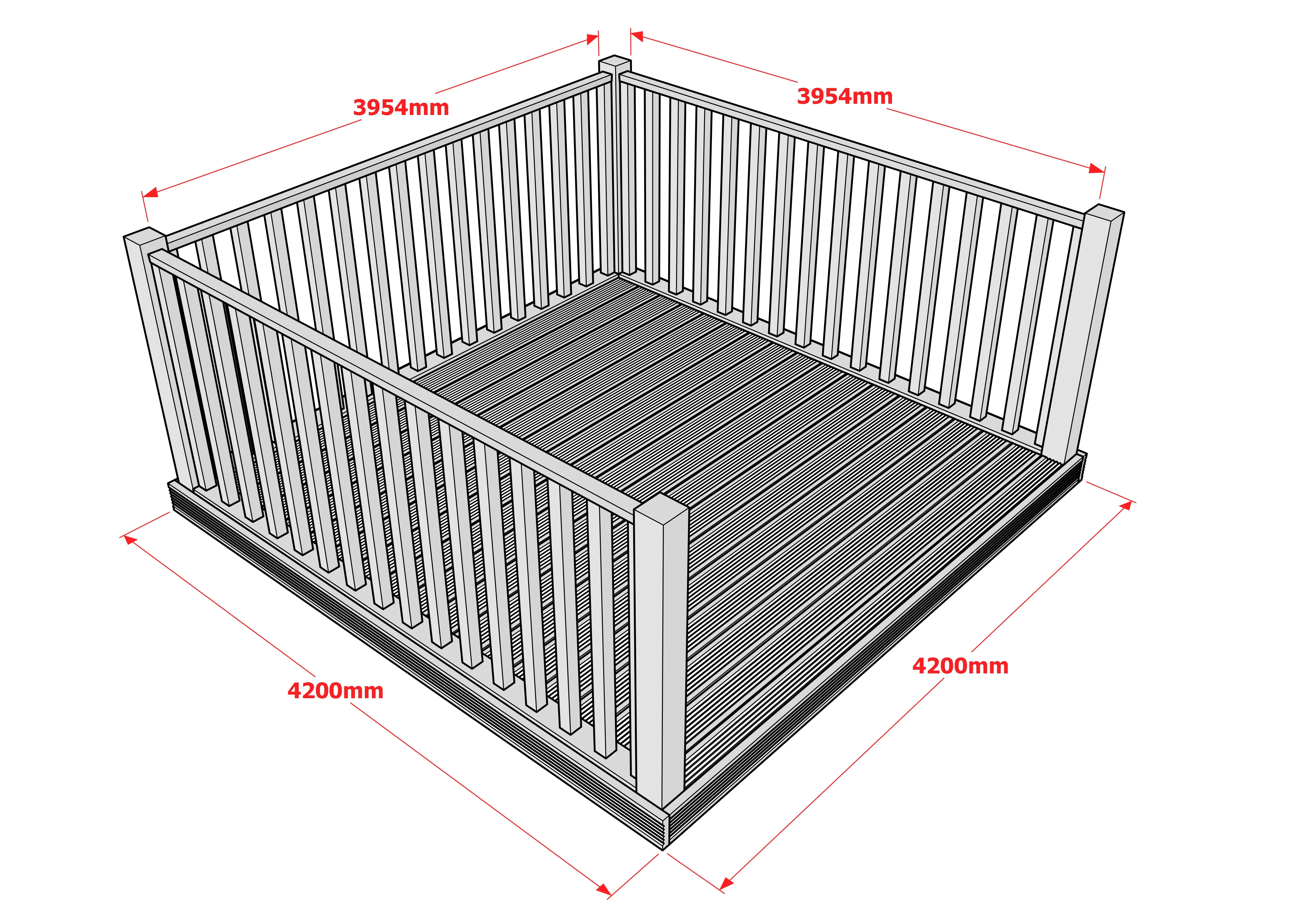 Decking Kit With Three Side Balustrade - Image 10