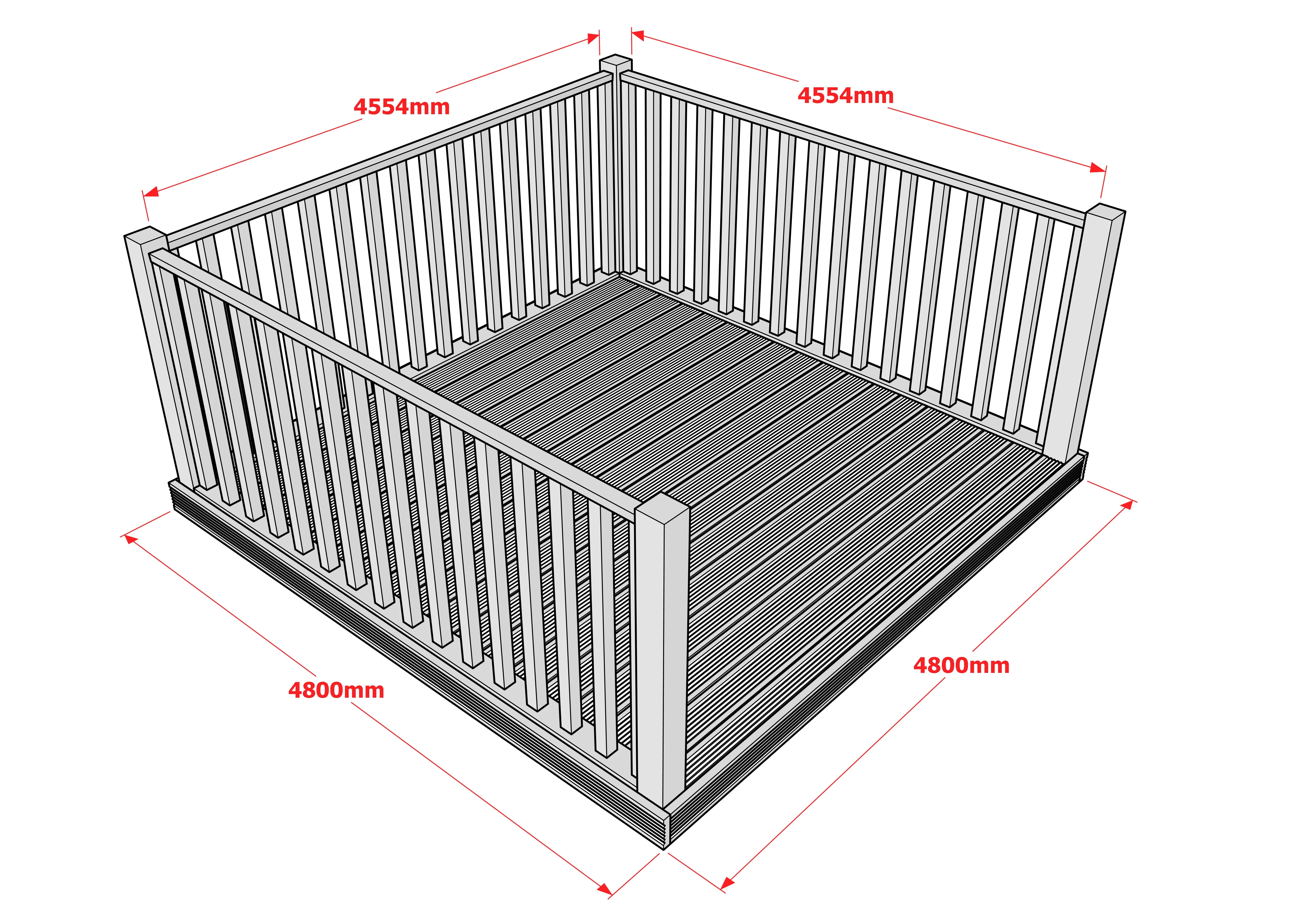 Decking Kit With Three Side Balustrade - Image 11