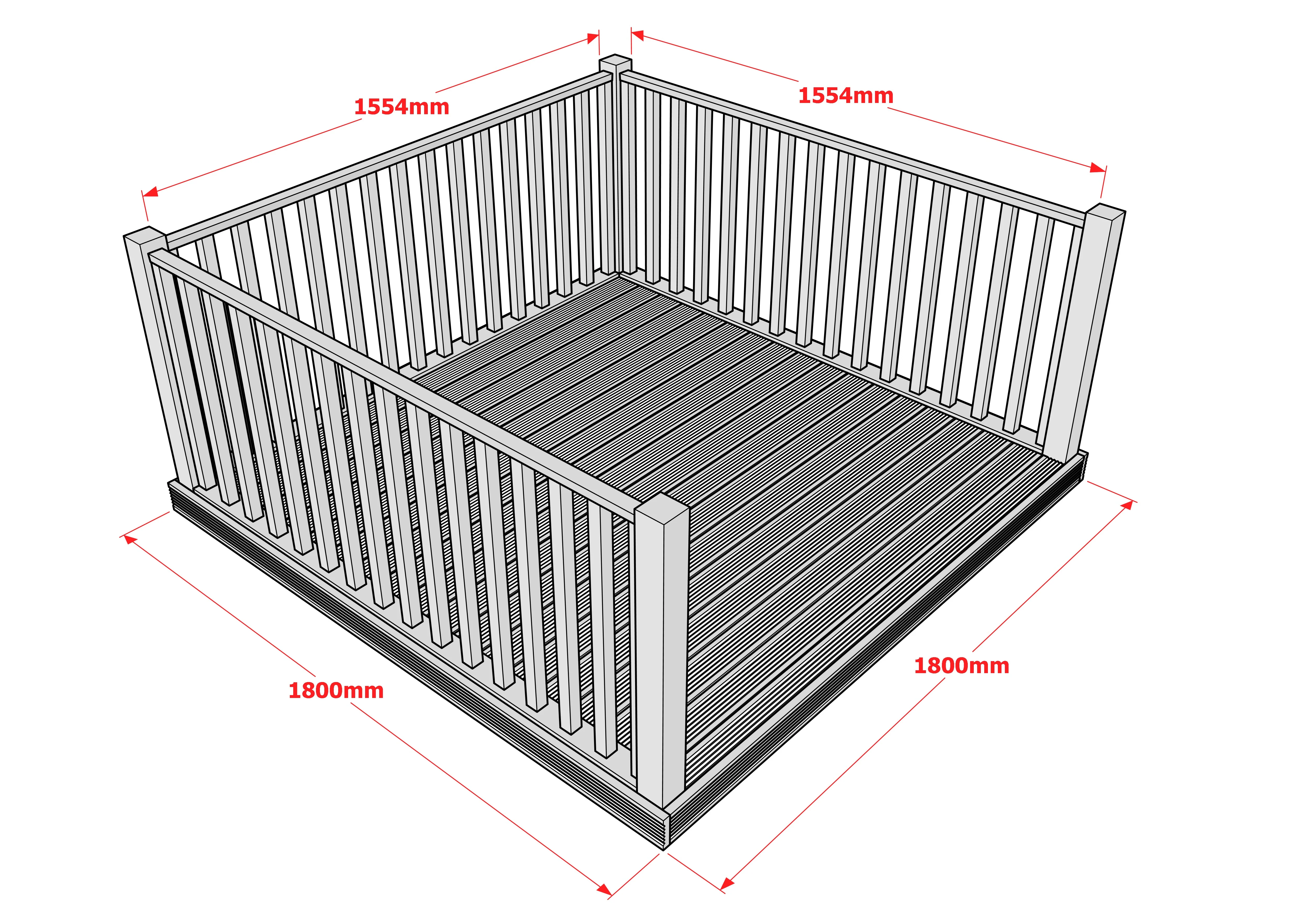 Decking Kit With Three Side Balustrade - Image 6