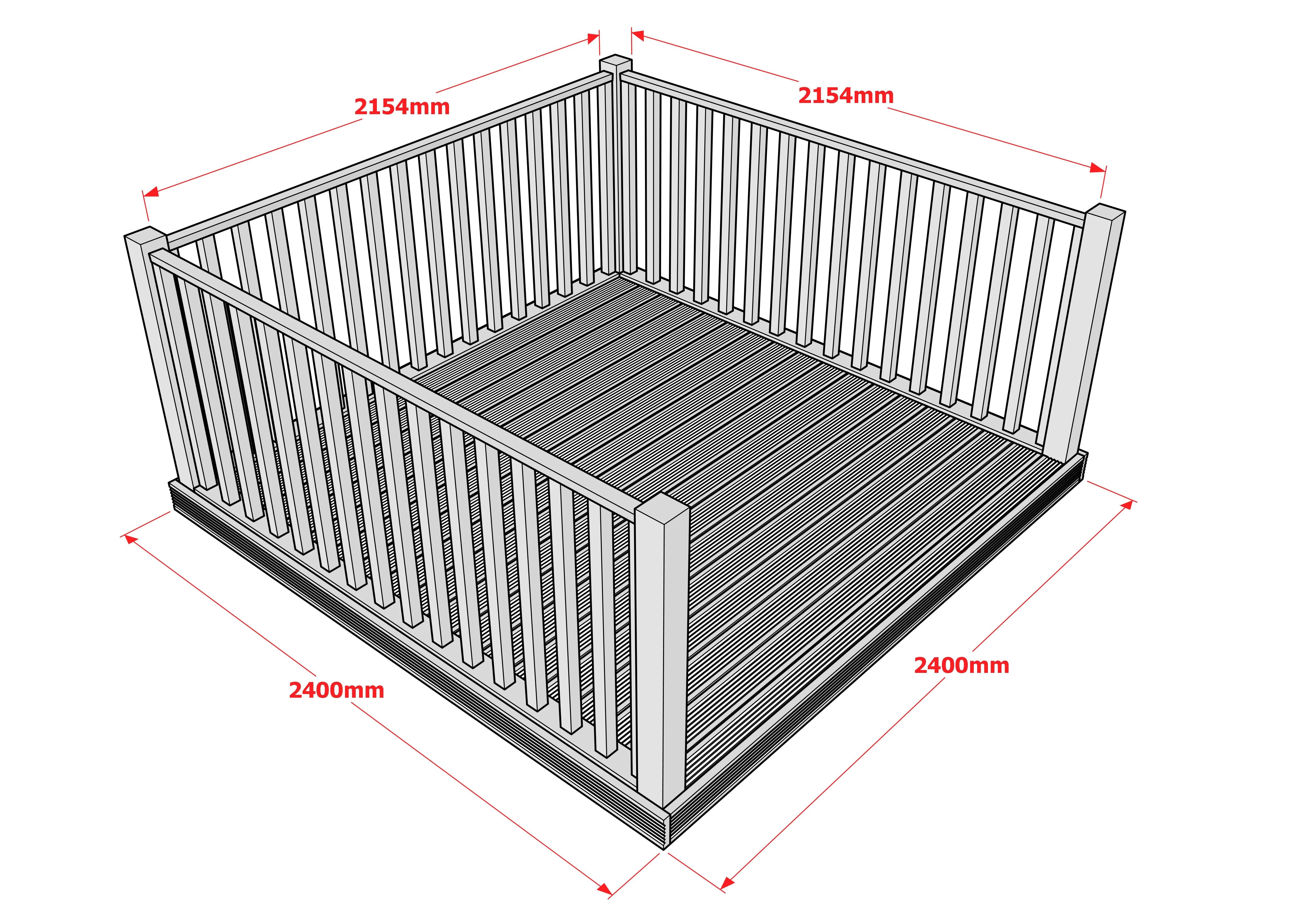 Decking Kit With Three Side Balustrade - Image 7