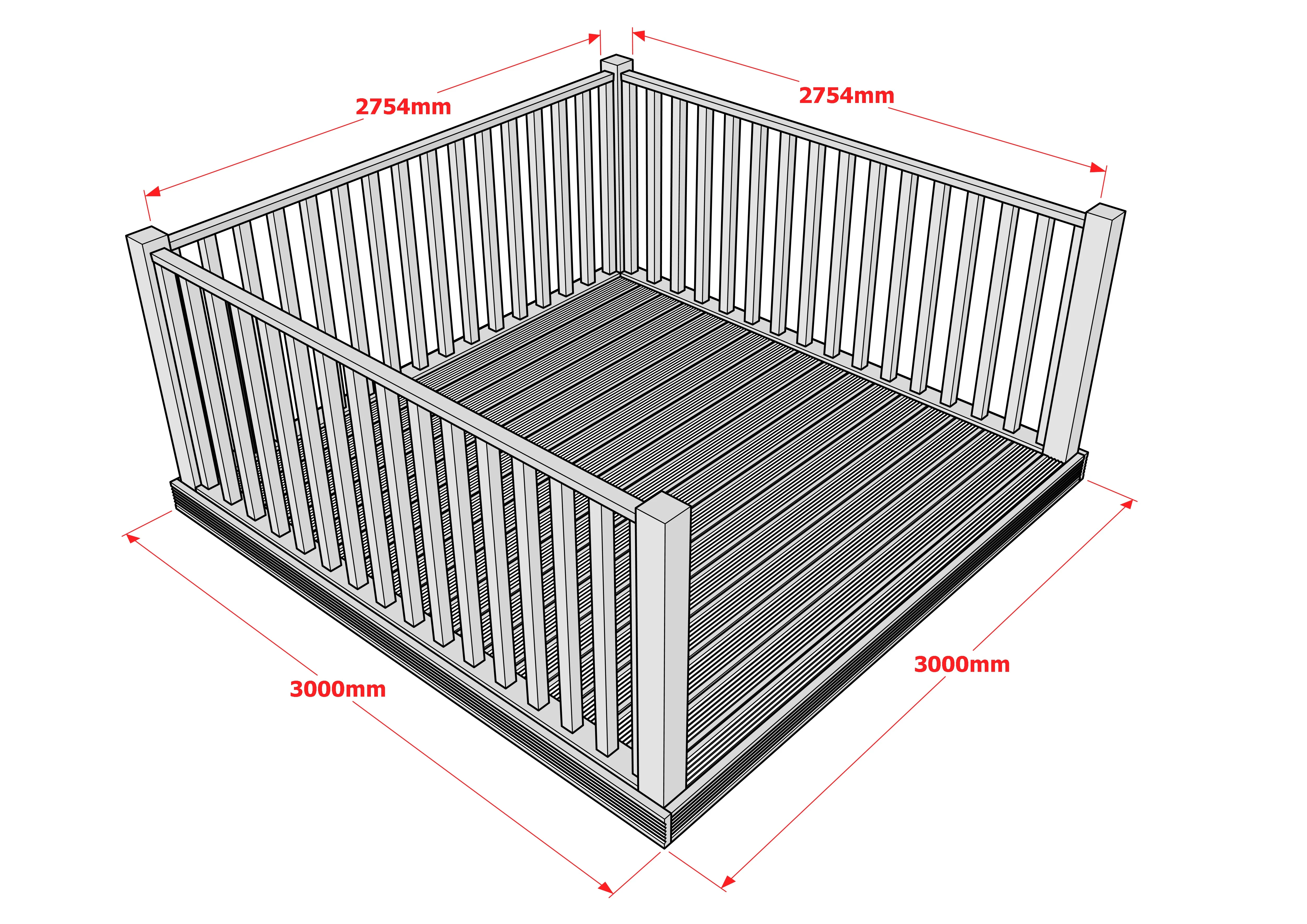 Decking Kit With Three Side Balustrade - Image 8