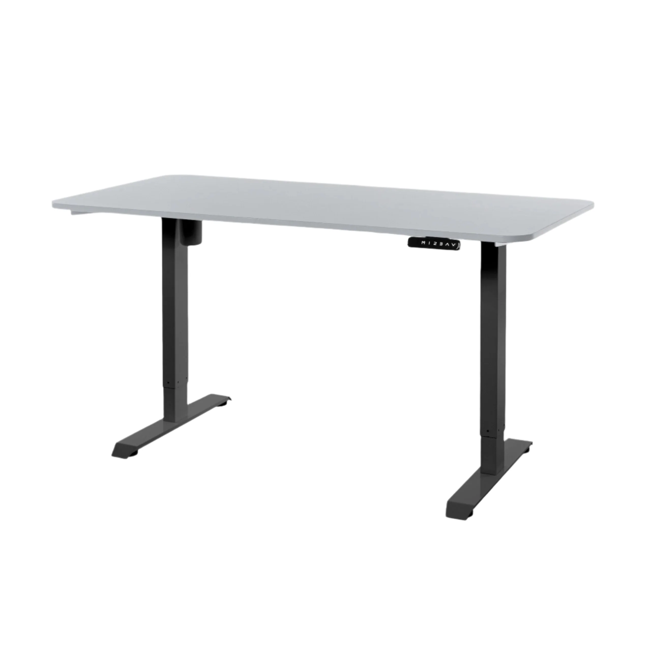 DESKO V1 Black Standing Desk With 160x80cm Grey Tabletop