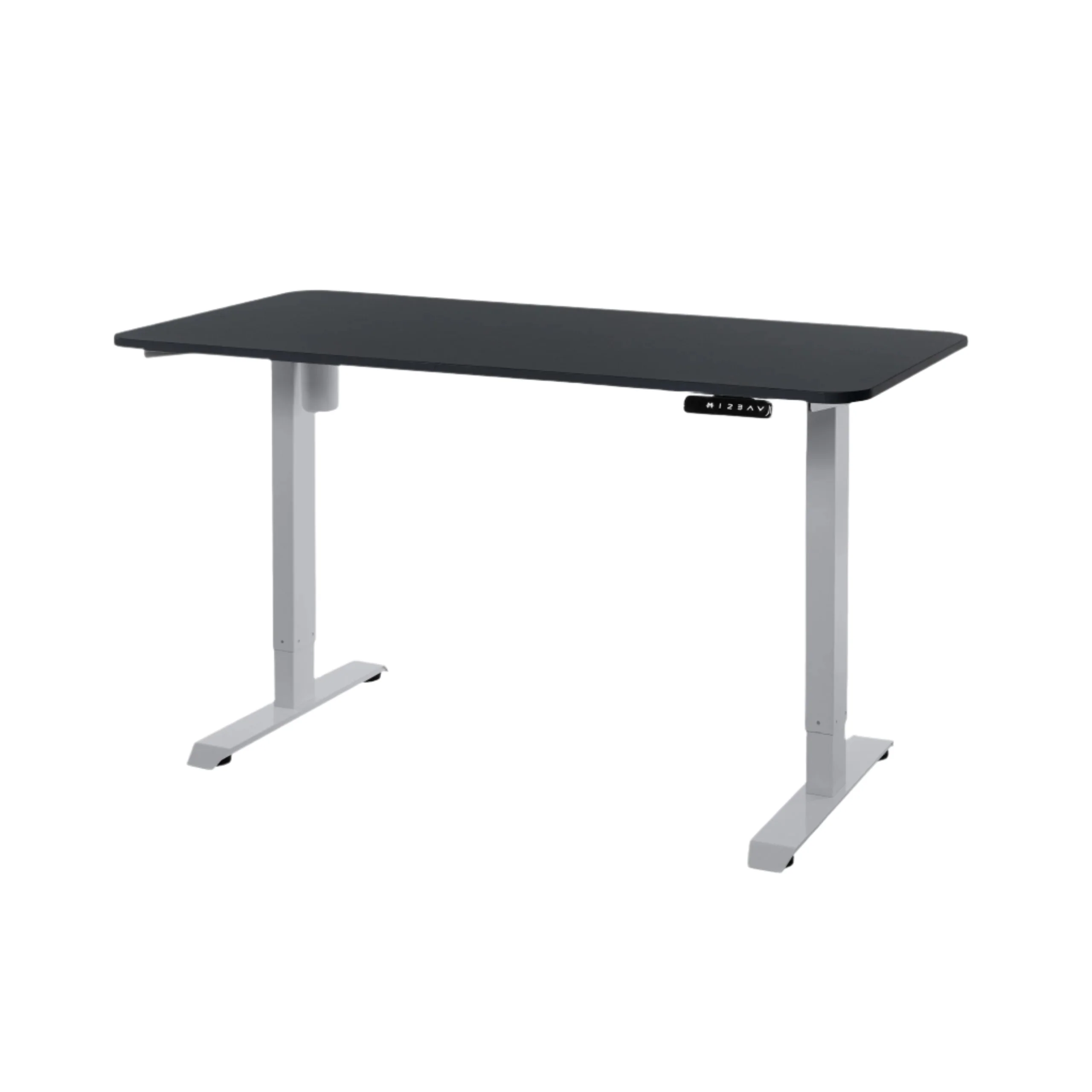 DESKO V1 Grey Standing Desk With 140x70cm Black Tabletop