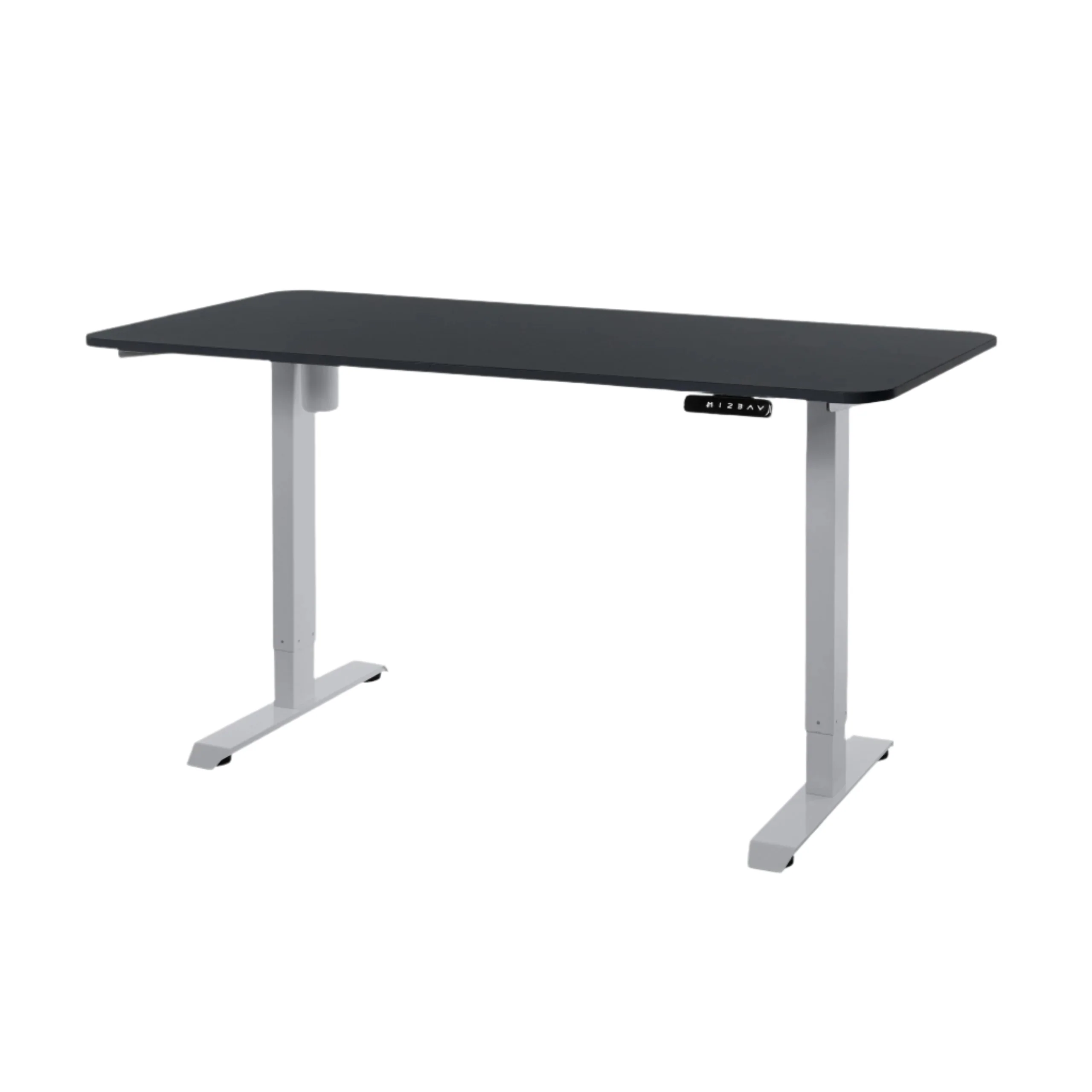 DESKO V1 Grey Standing Desk With 160x80cm Black Tabletop