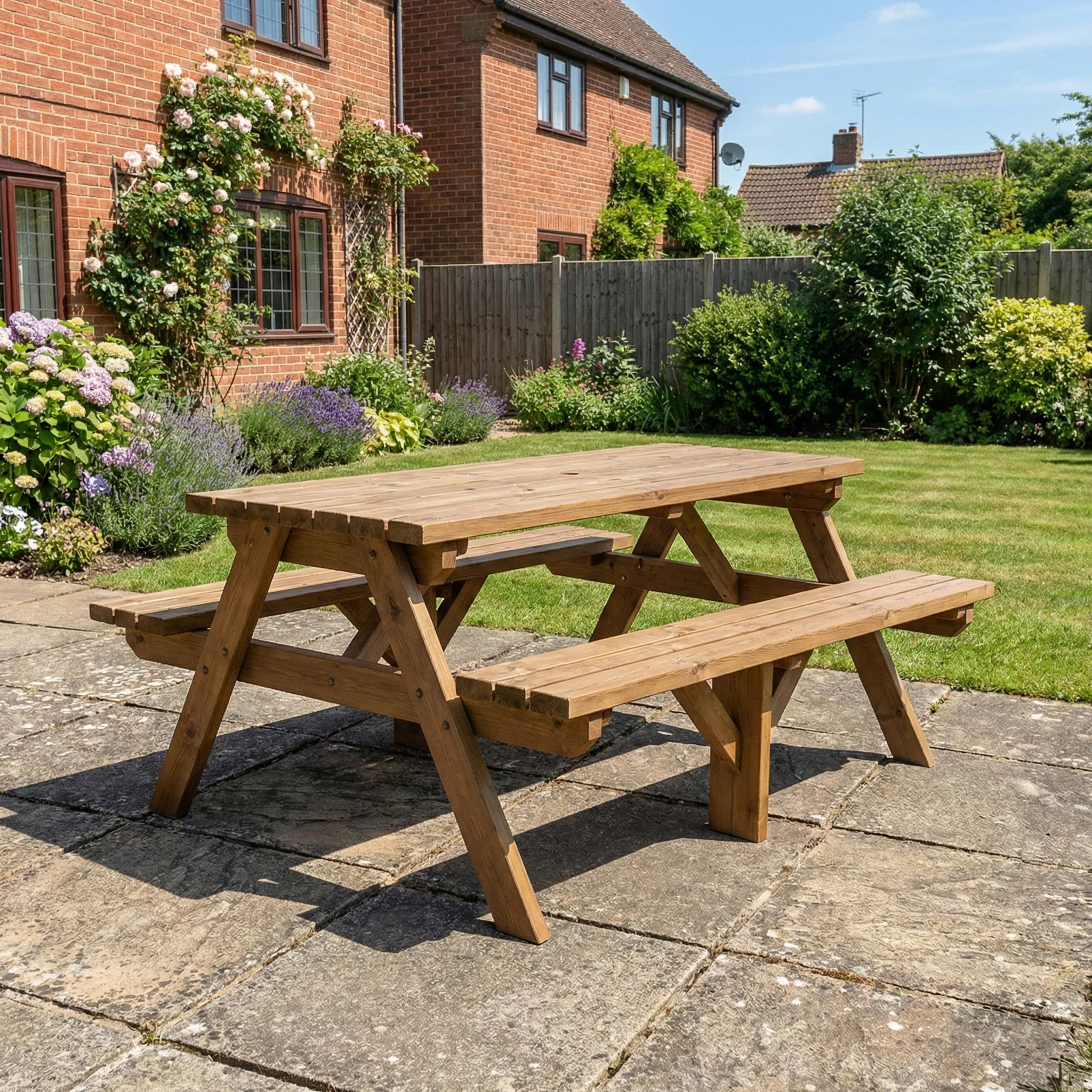 Fortem Pub Style Picnic Table and Benches Set - Rustic Finish - Image 3