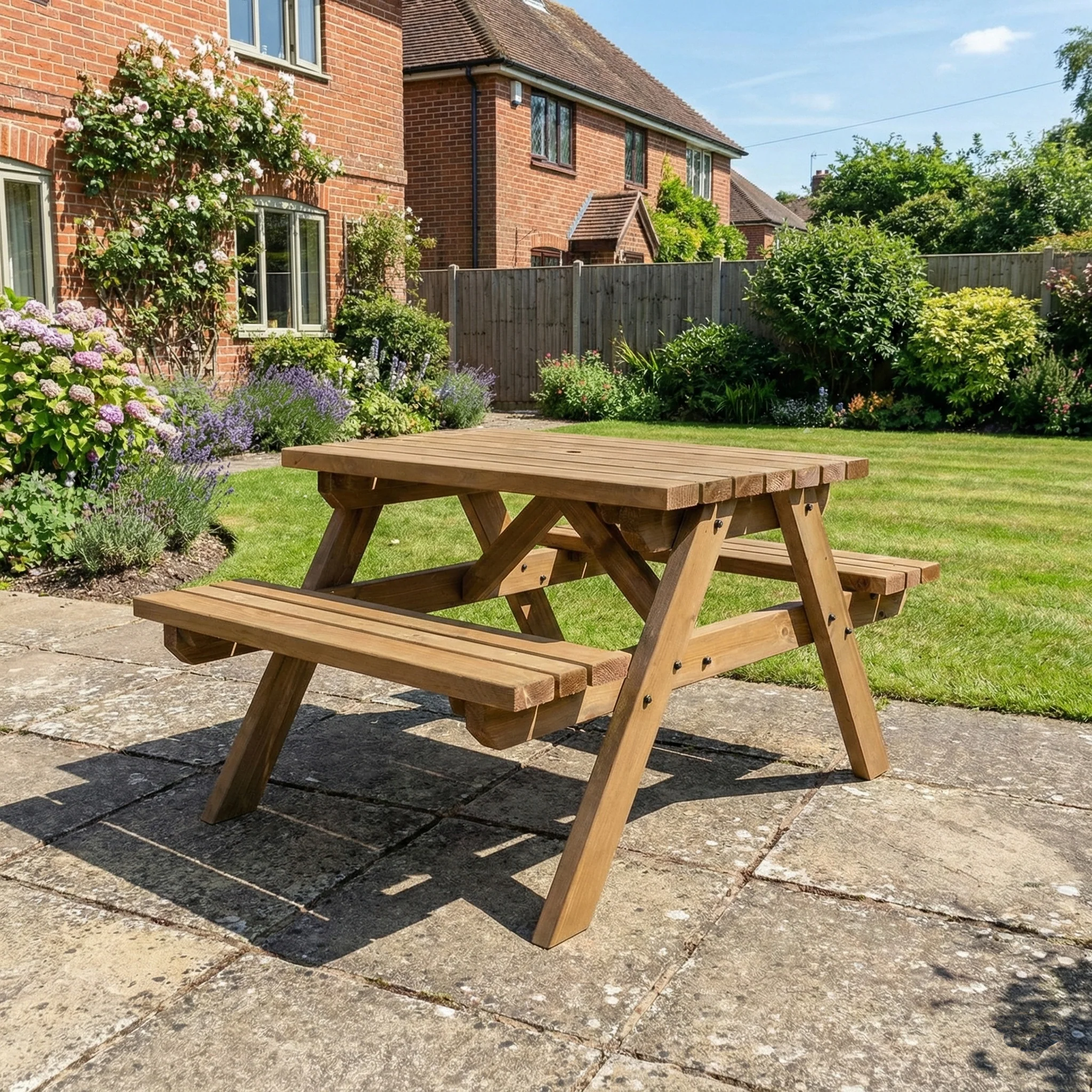Fortem Pub Style Picnic Table and Benches Set - Rustic Finish - Image 4