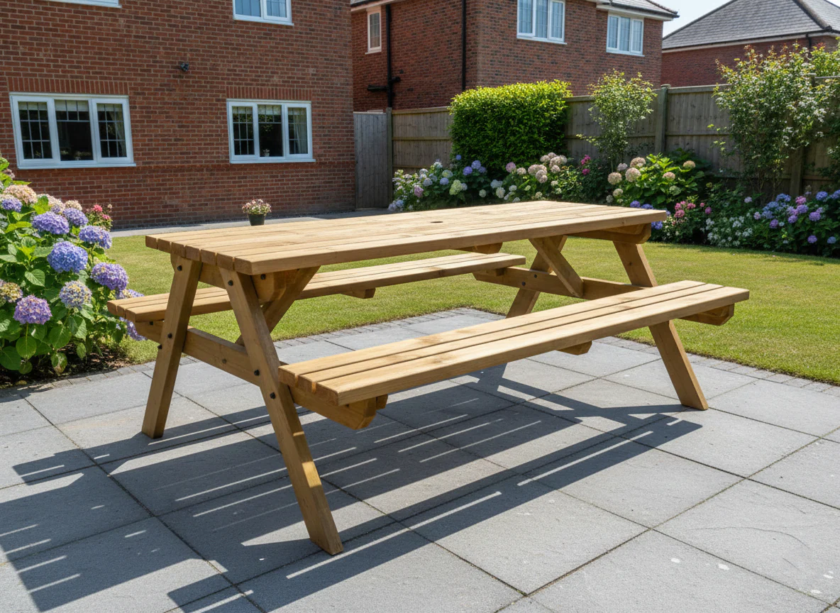 Fortem Pub Style Picnic Table and Benches Set - Rustic Finish - Image 5
