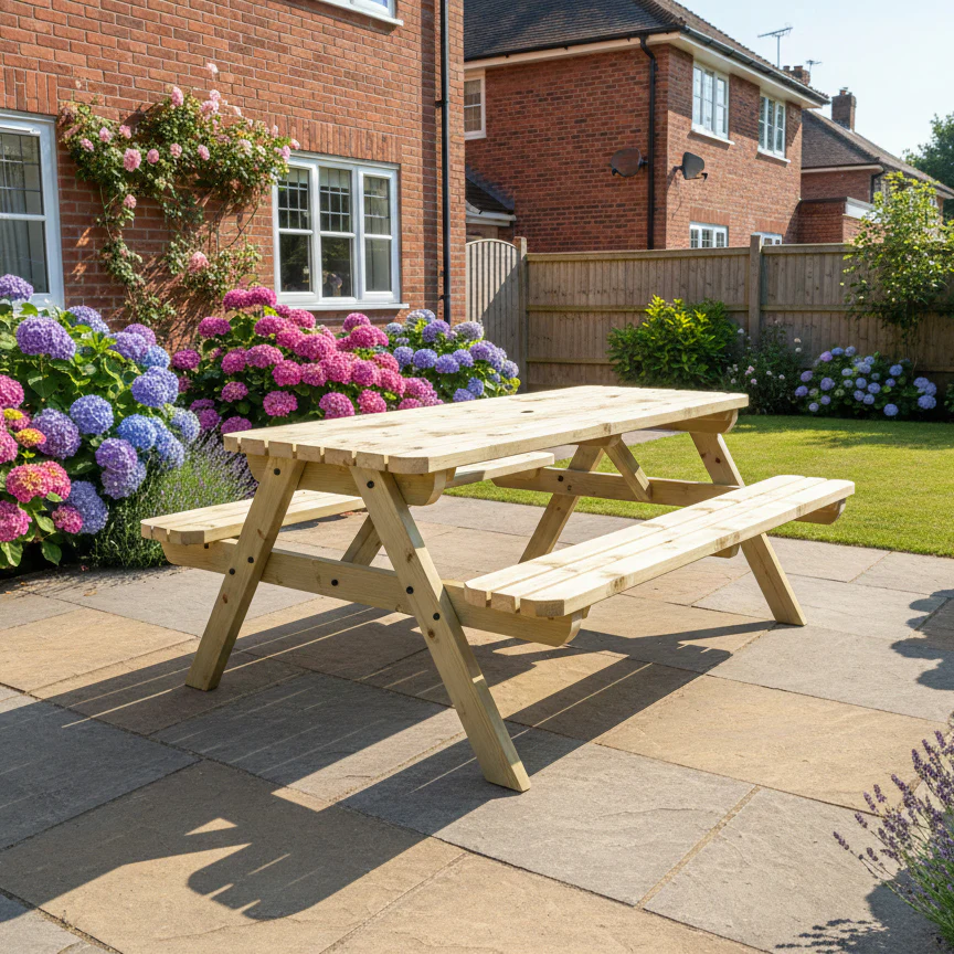 Fortem Rounded Pub Style Picnic Table Benches Set - Image 4