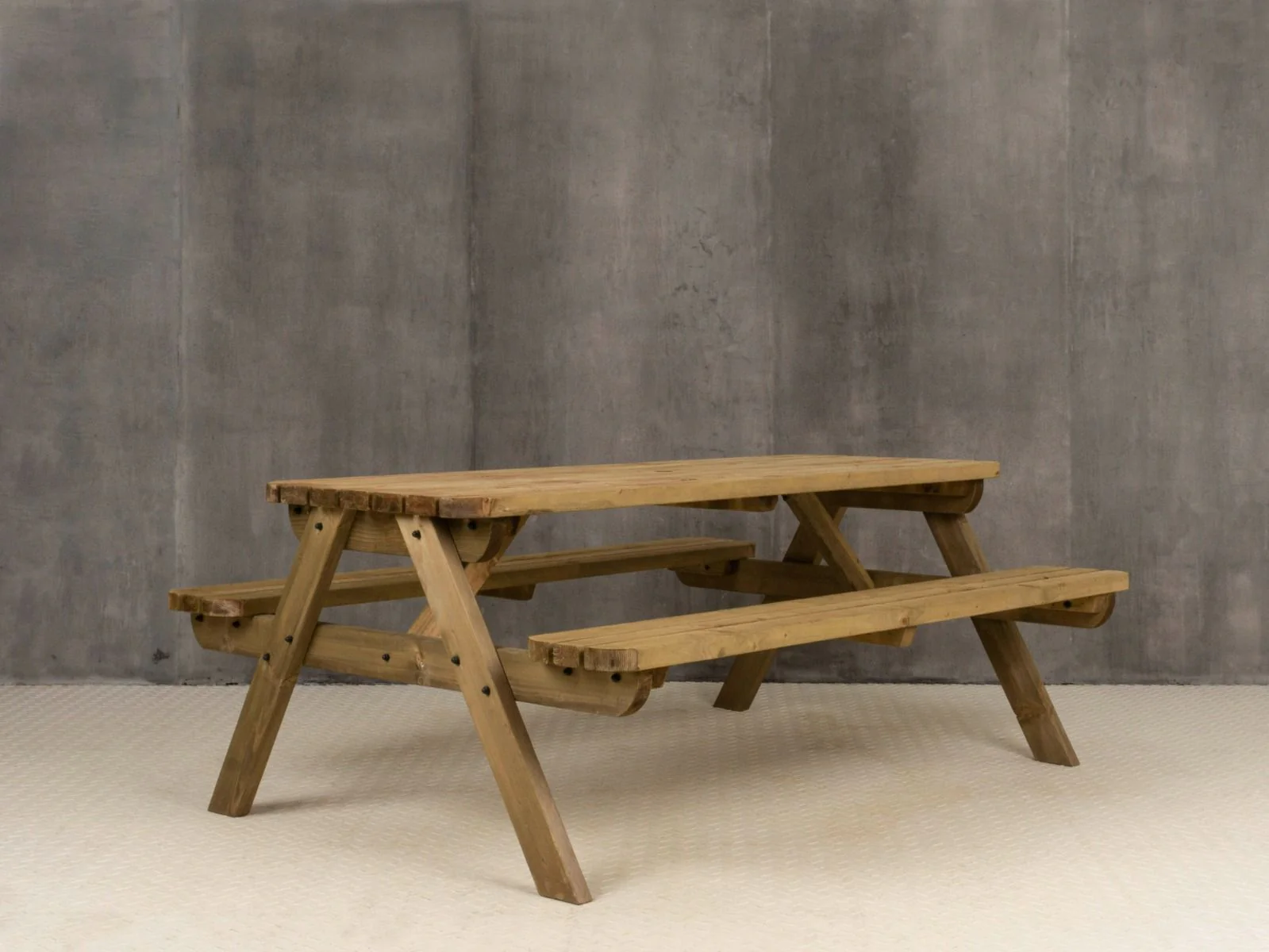 Fortem Rounded Pub Style Picnic Table Benches Set - Rustic Finish - Image 11