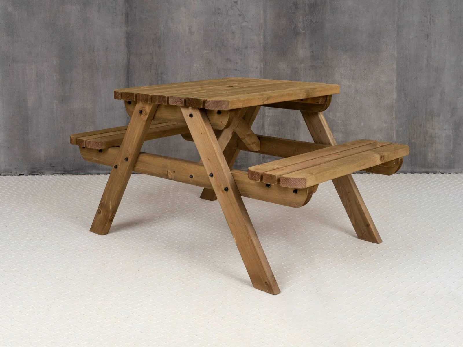 Fortem Rounded Pub Style Picnic Table Benches Set - Rustic Finish - Image 12