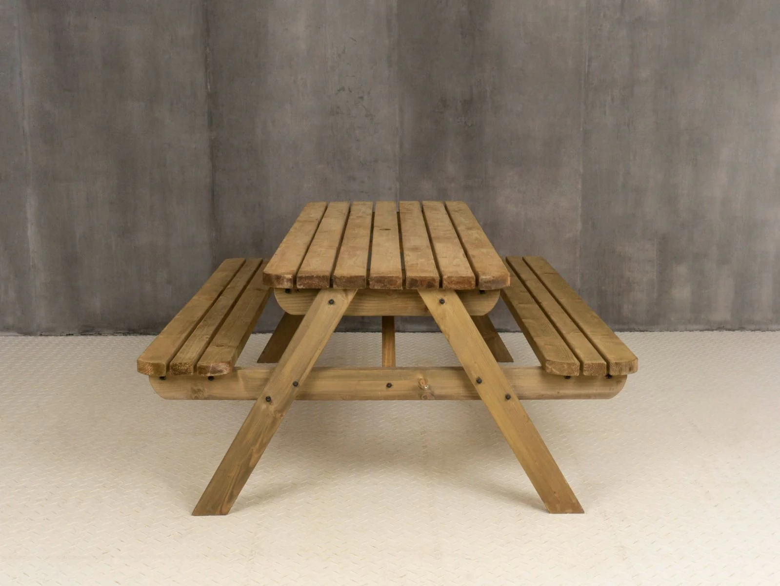 Fortem Rounded Pub Style Picnic Table Benches Set - Rustic Finish - Image 15