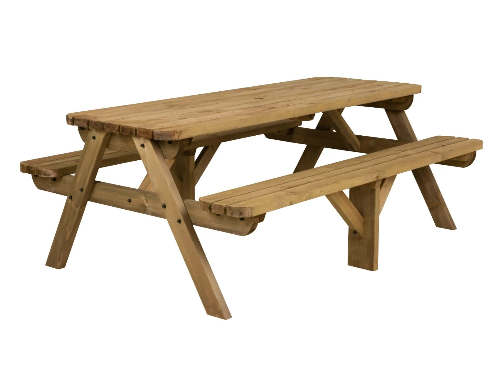 Fortem Rounded Pub Style Picnic Table Benches Set - Rustic Finish - Image 6