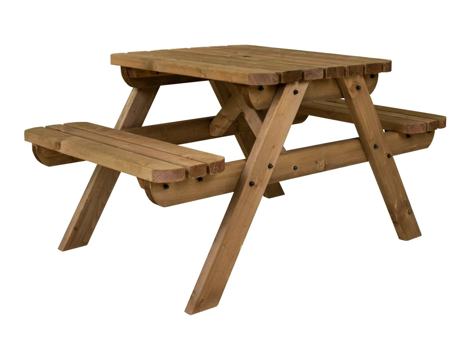 Fortem Rounded Pub Style Picnic Table Benches Set - Rustic Finish - Image 7