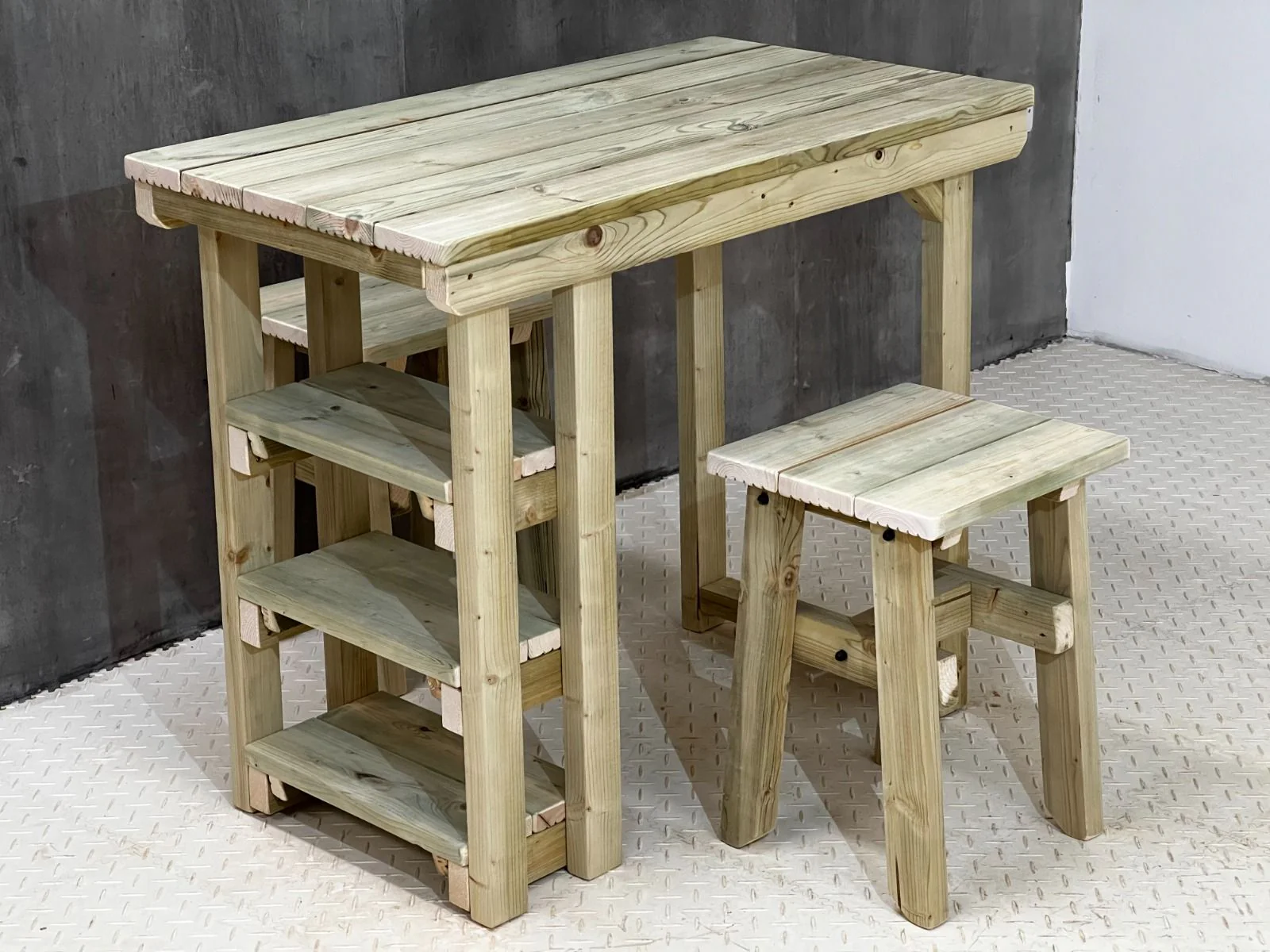 Garden potting table, multi purpose workbench (106cm + 2x chairs) - Image 6