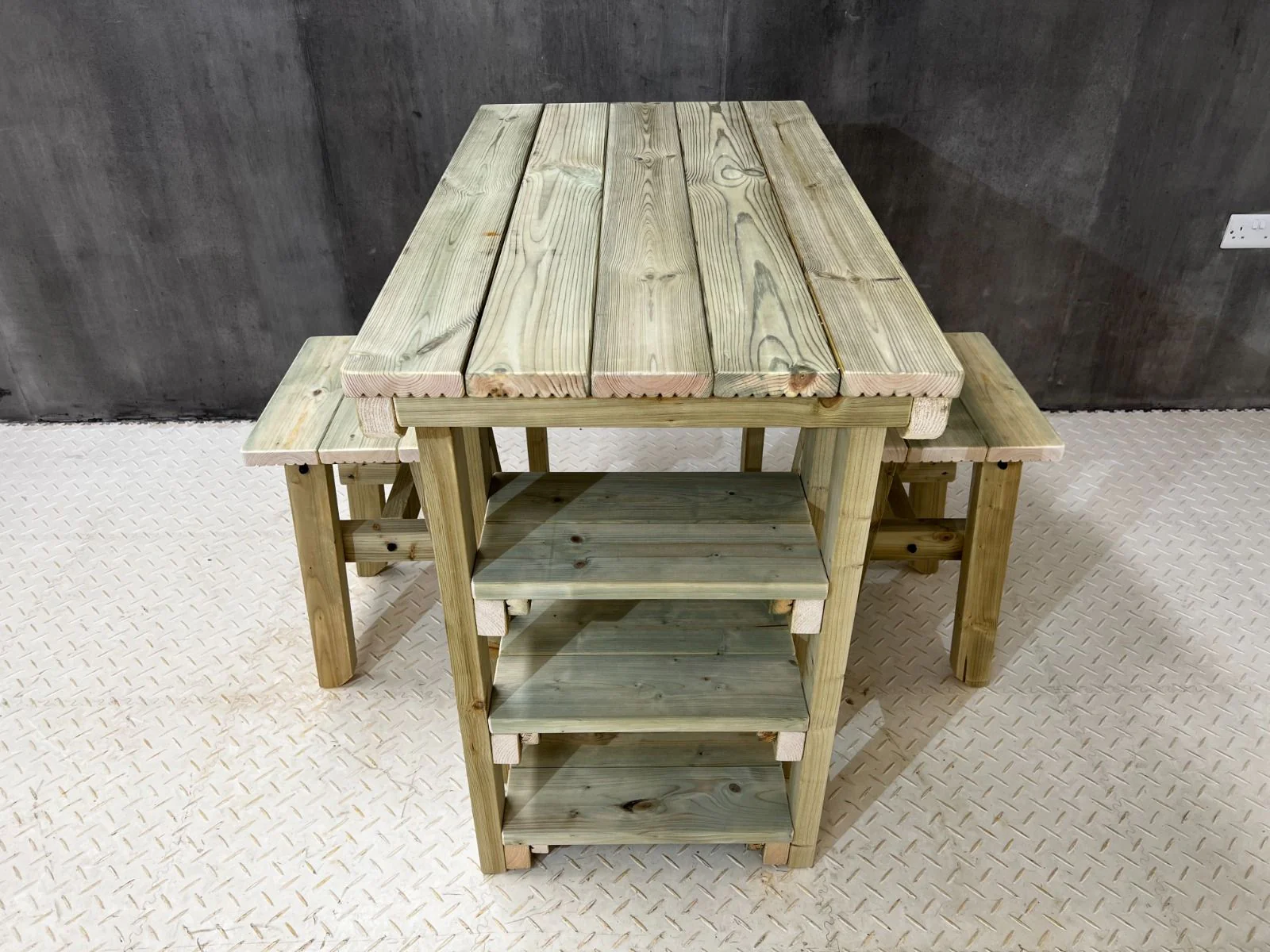 Garden potting table, multi purpose workbench (106cm + 2x chairs) - Image 7