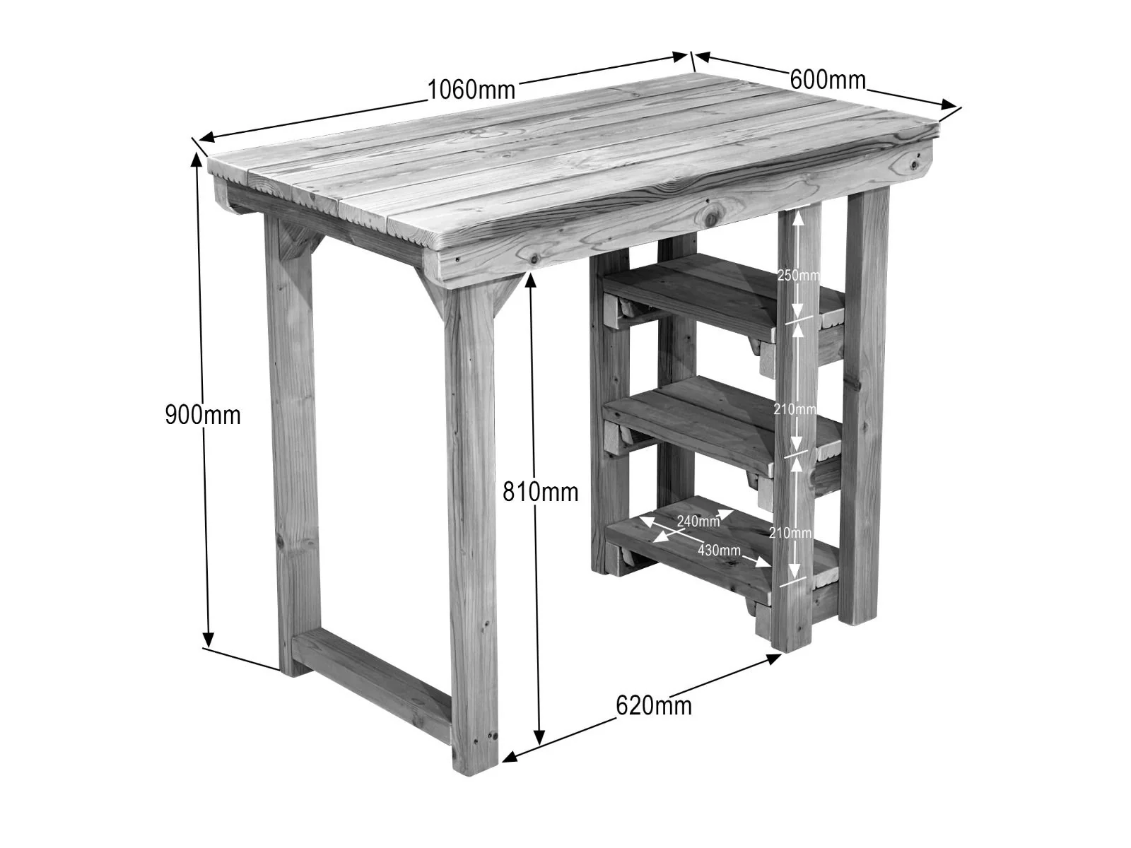 Garden potting table, multi purpose workbench (106cm + chair) - Image 4